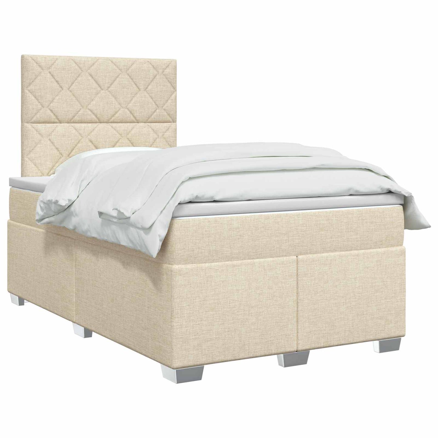 vidaXL Κρεβάτι box spring με στρώμα Κρεμ 120 x 190 cm Ύφασμα