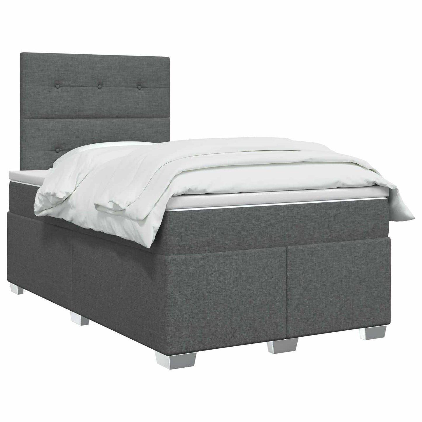 vidaXL Κρεβάτι box spring με στρώμα Σκούρο Γκρι 120 x 200 cm Ύφασμα