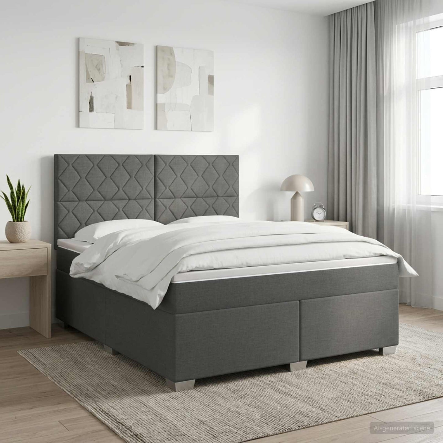 vidaXL Κρεβάτι box spring με στρώμα Σκούρο Γκρι 140 x 190 cm Ύφασμα