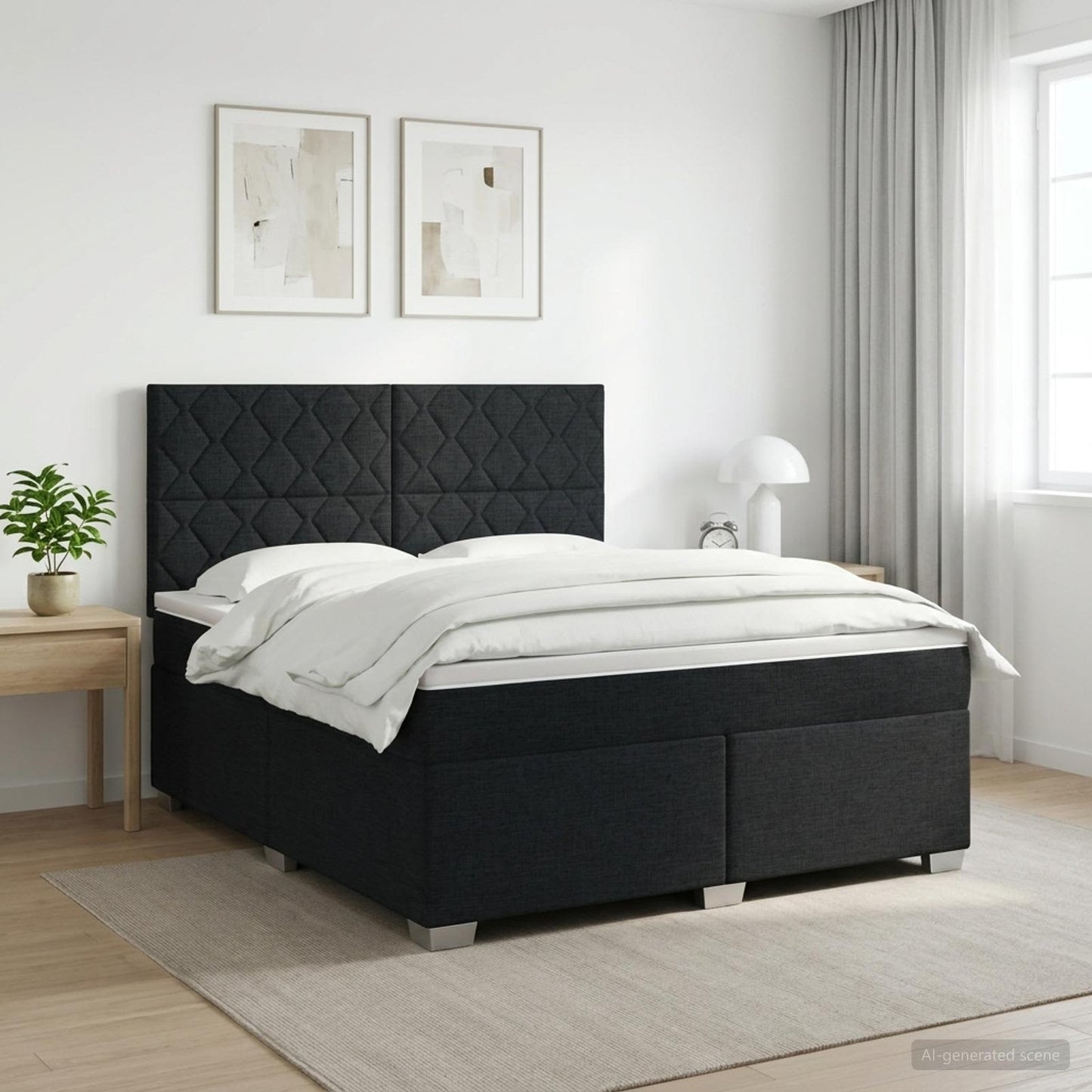 vidaXL Κρεβάτι box spring με στρώμα Μαύρο 140 x 190 cm Ύφασμα
