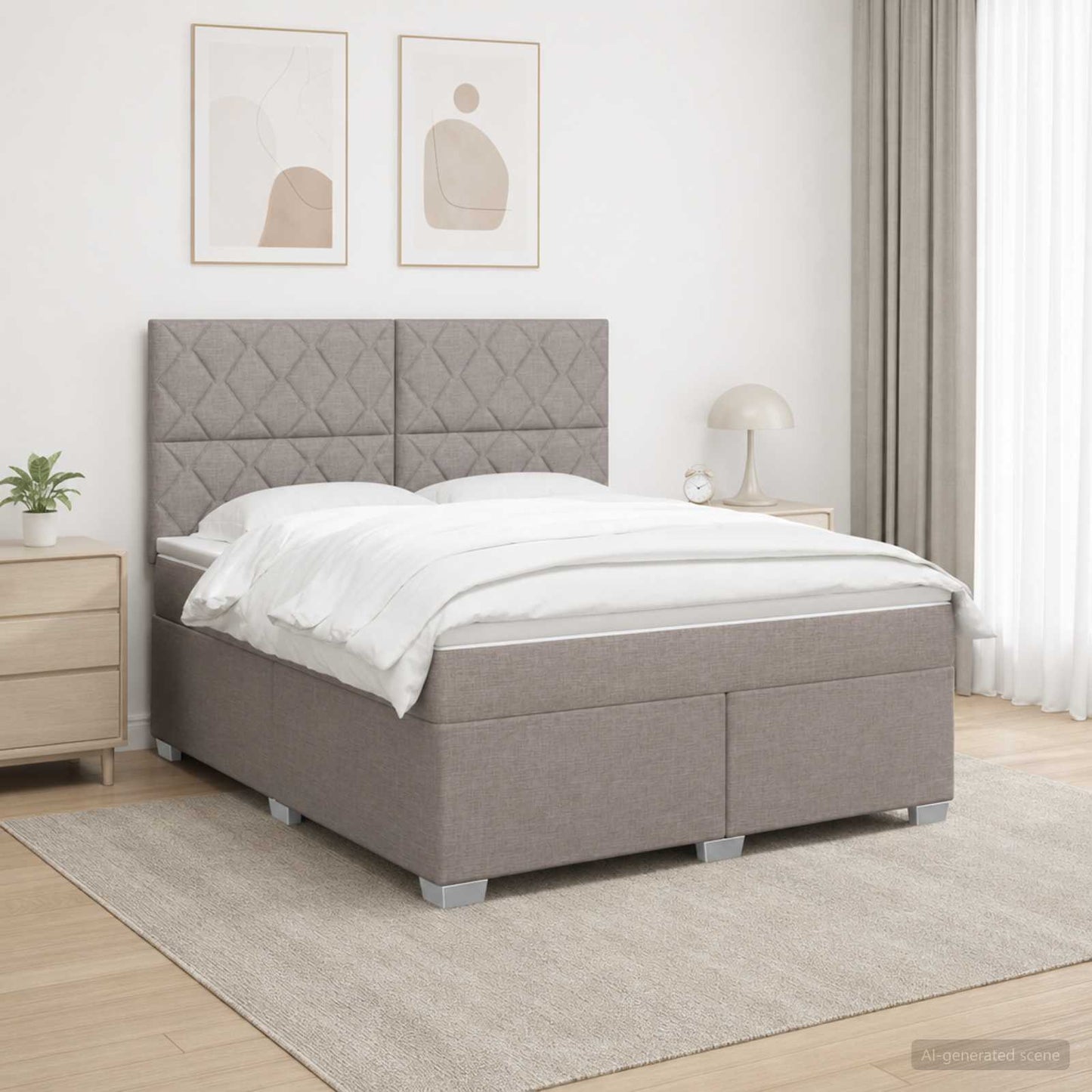 vidaXL Κρεβάτι box spring με στρώμα Taupe 140 x 190 cm Ύφασμα