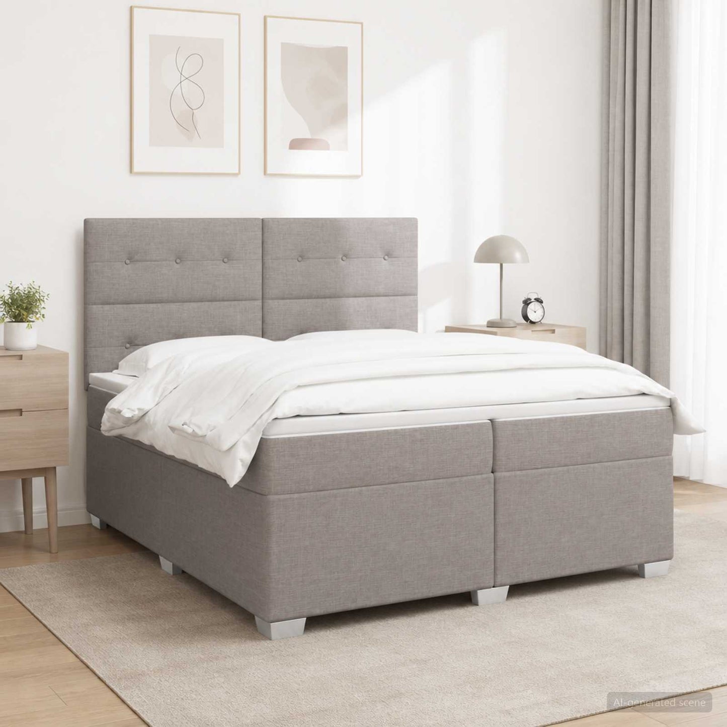 vidaXL Κρεβάτι box spring με στρώμα Taupe 200 x 200 cm Ύφασμα