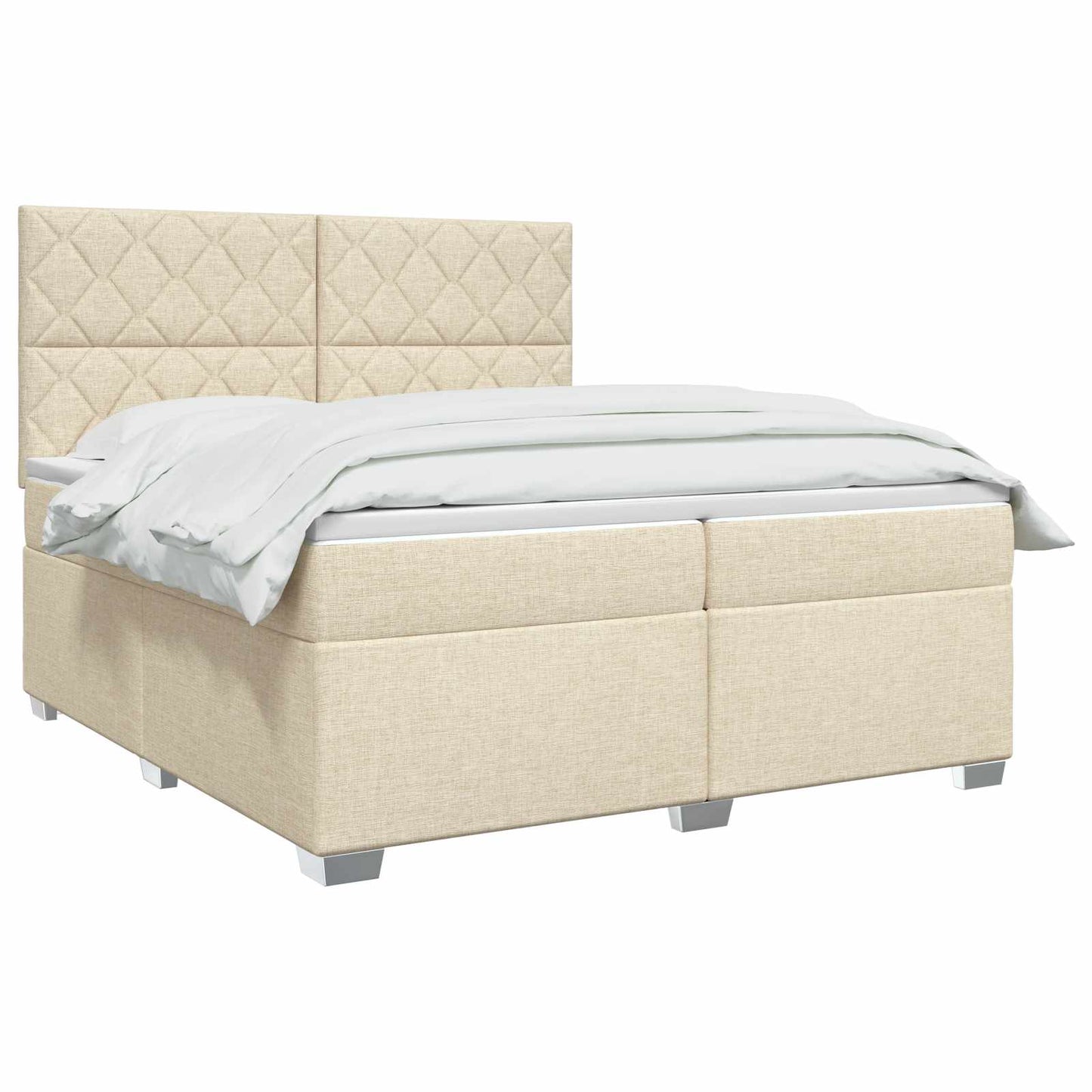 vidaXL Κρεβάτι box spring με στρώμα Κρεμ 200 x 200 cm Ύφασμα