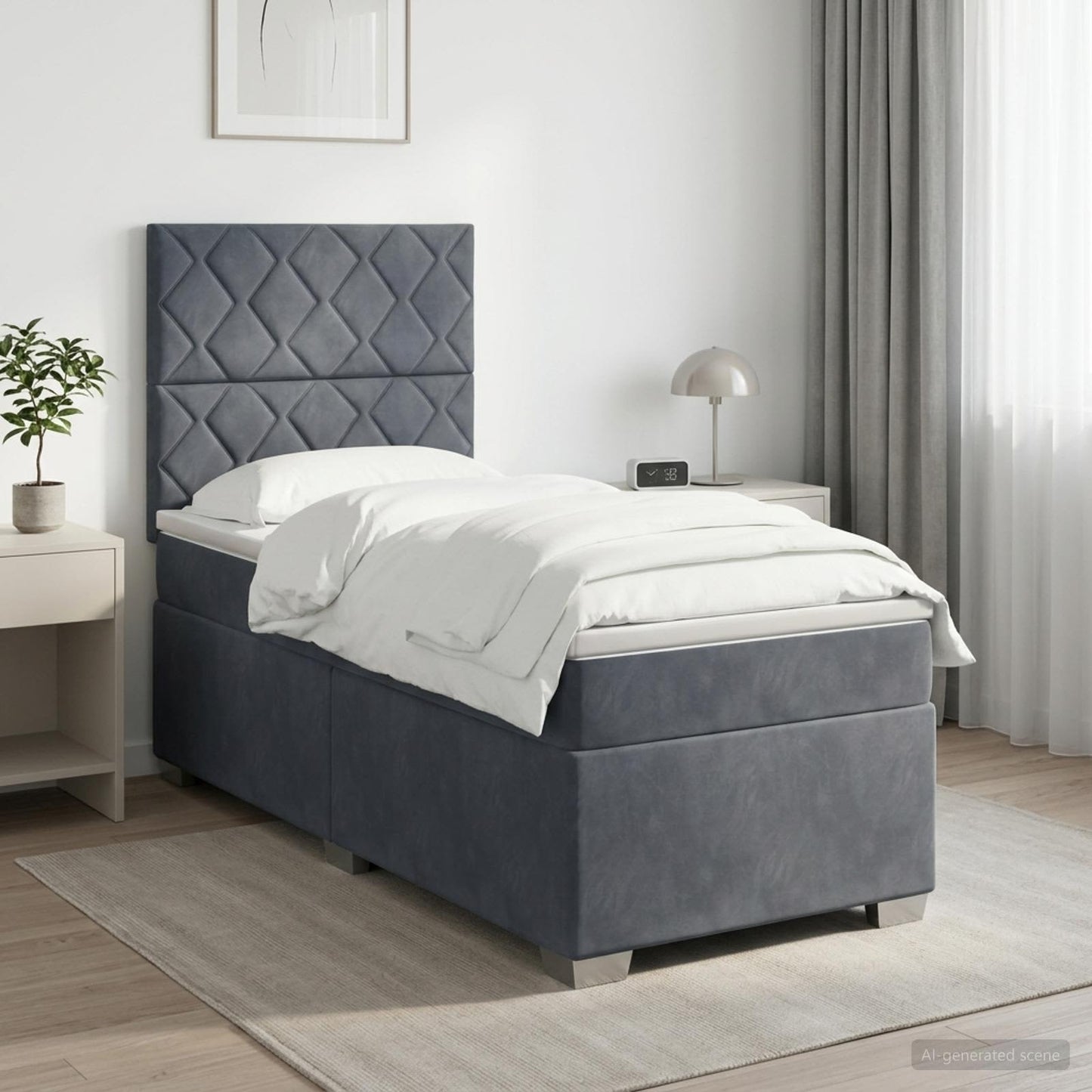 vidaXL Κρεβάτι box spring με στρώμα Σκούρο Γκρι 90 x 190 cm Βελούδο