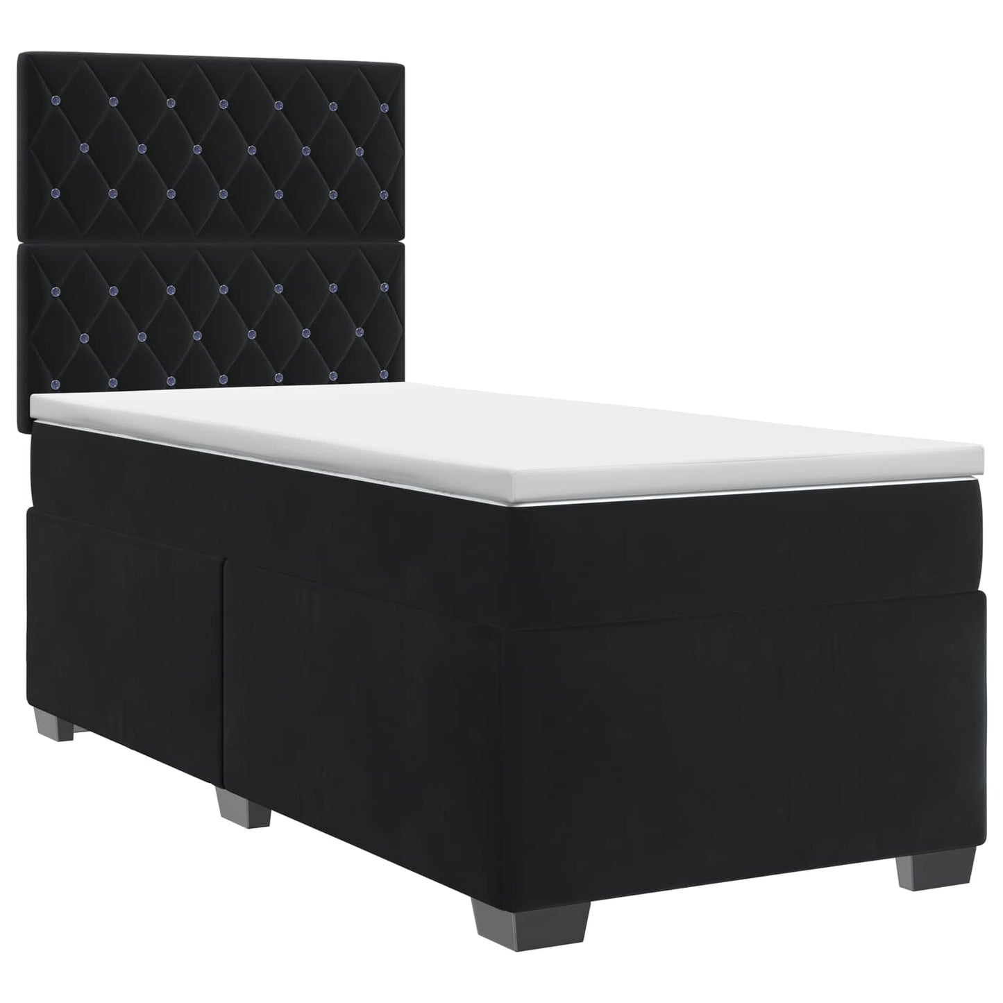 vidaXL Κρεβάτι box spring με στρώμα Μαύρο 90 x 200 cm Βελούδο