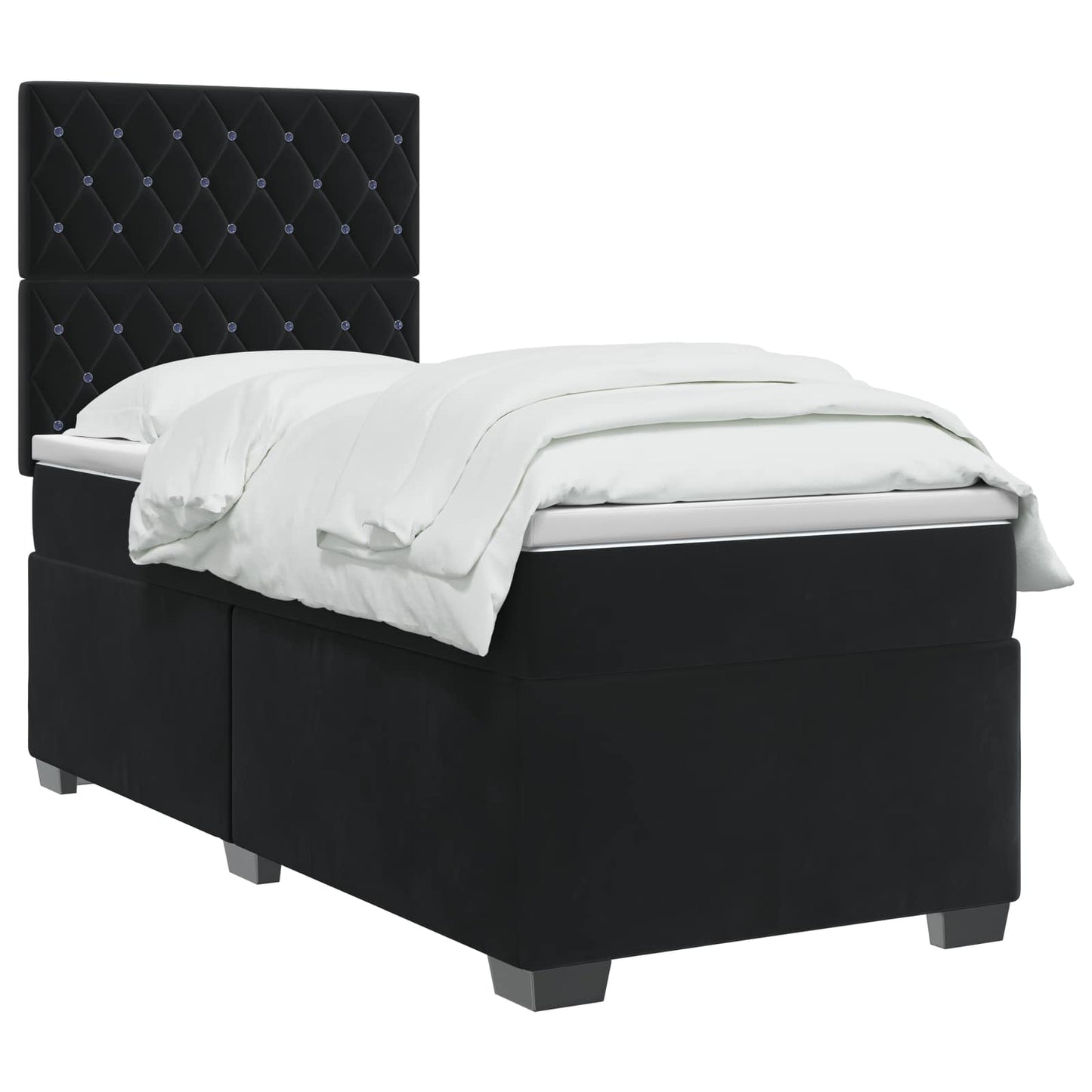 vidaXL Κρεβάτι box spring με στρώμα Μαύρο 90 x 200 cm Βελούδο
