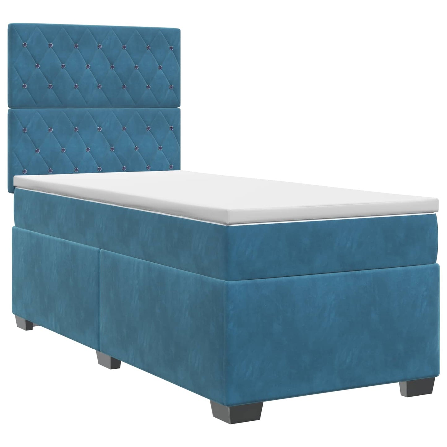 vidaXL Κρεβάτι box spring με στρώμα Μπλε 90 x 200 cm Βελούδο