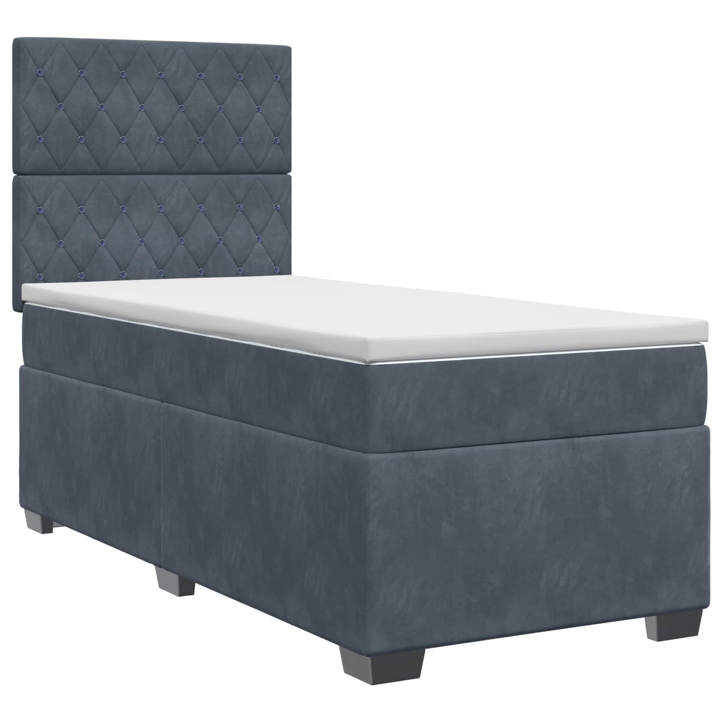 vidaXL Κρεβάτι box spring με στρώμα Σκούρο Γκρι 100 x 200 cm Βελούδο