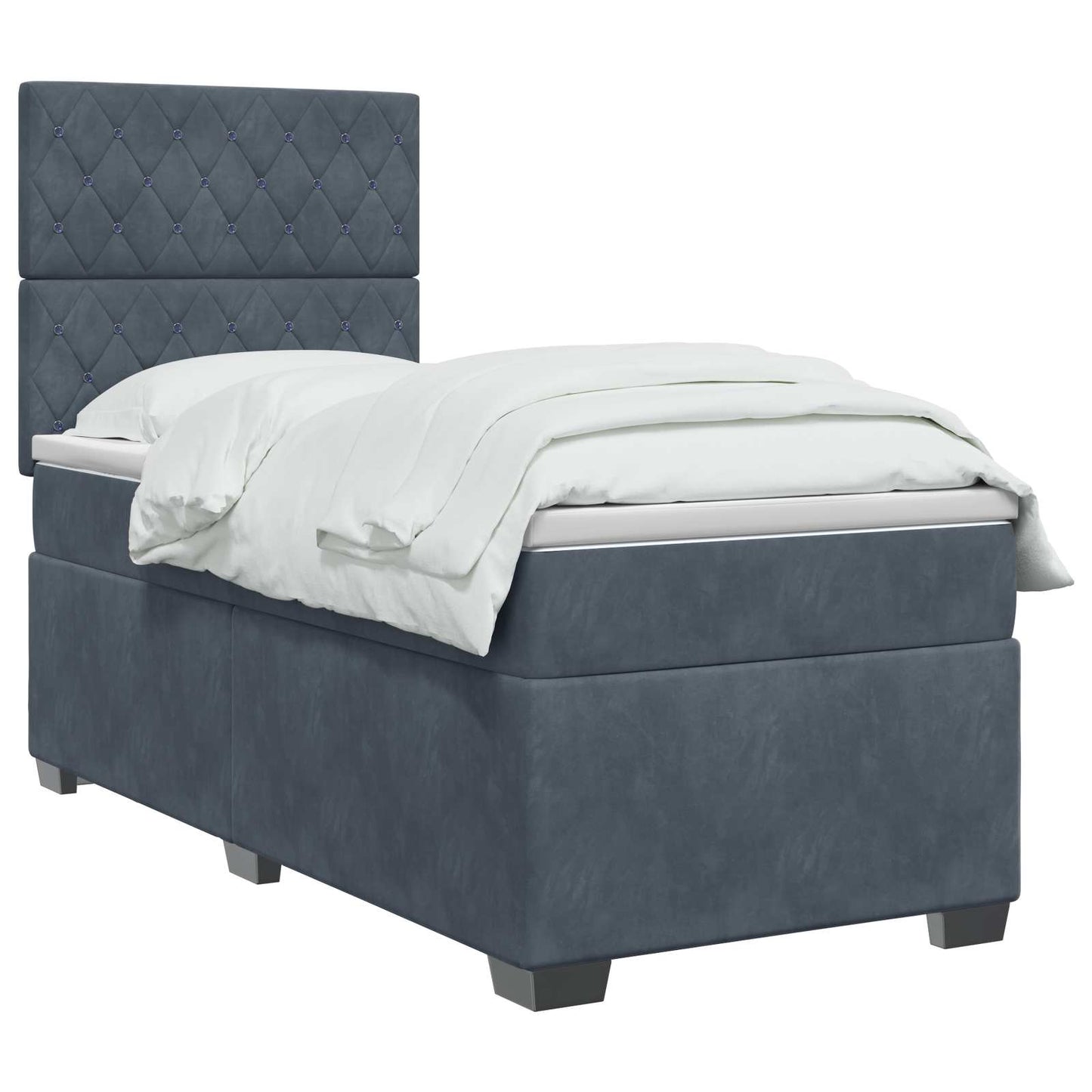 vidaXL Κρεβάτι box spring με στρώμα Σκούρο Γκρι 100 x 200 cm Βελούδο
