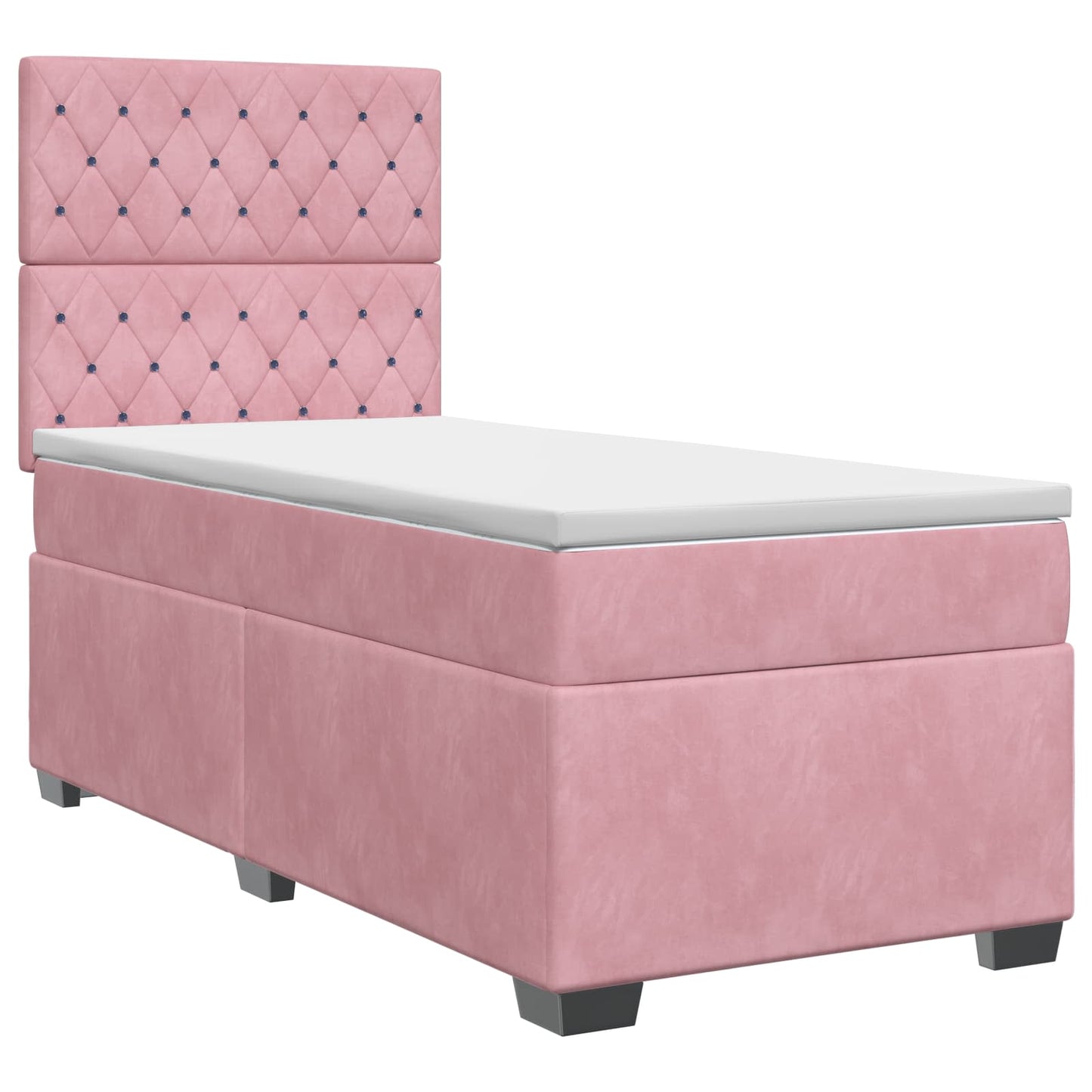 vidaXL Κρεβάτι box spring με στρώμα Ροζ 100 x 200 cm Βελούδο