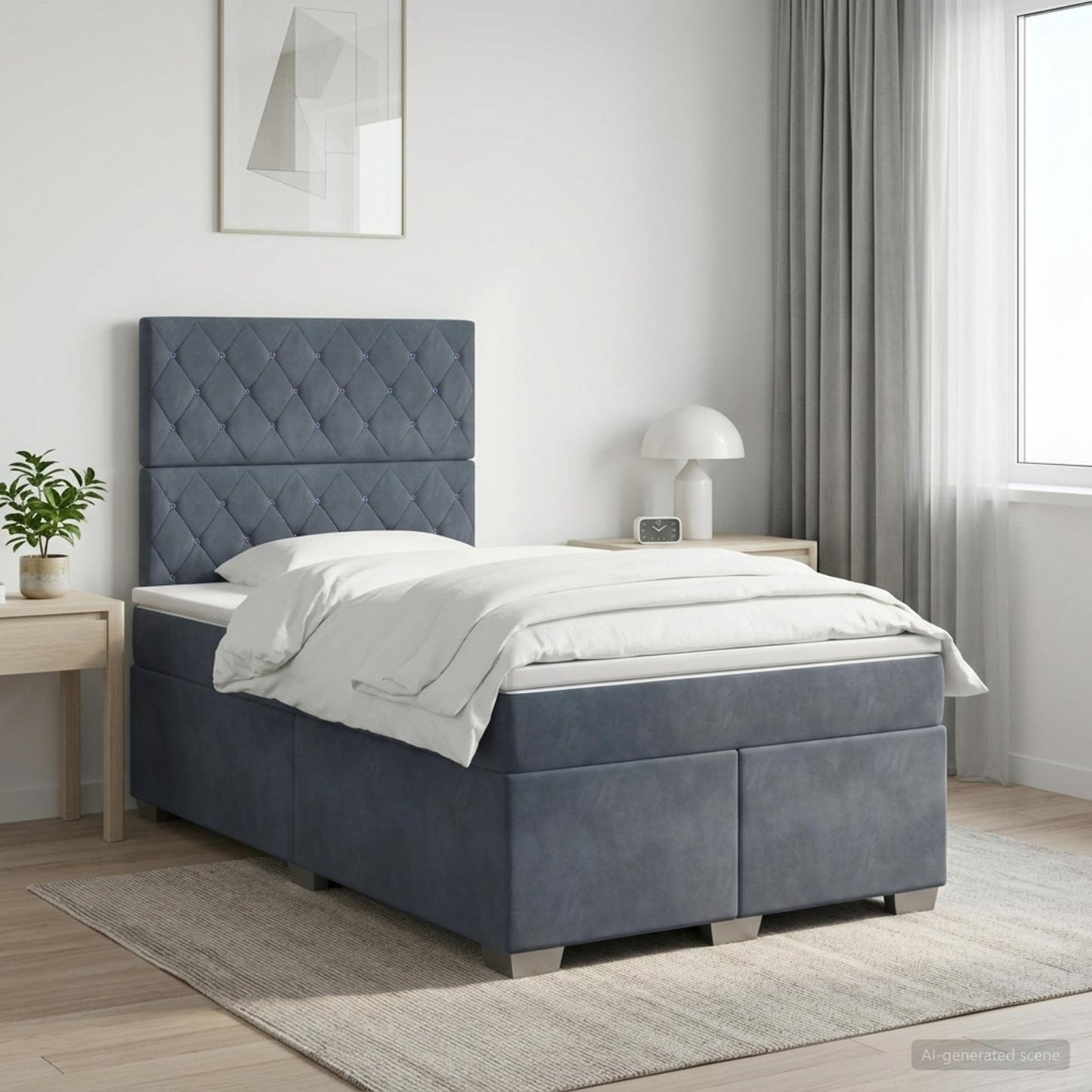 vidaXL Κρεβάτι box spring με στρώμα Σκούρο Γκρι 120 x 200 cm Βελούδο