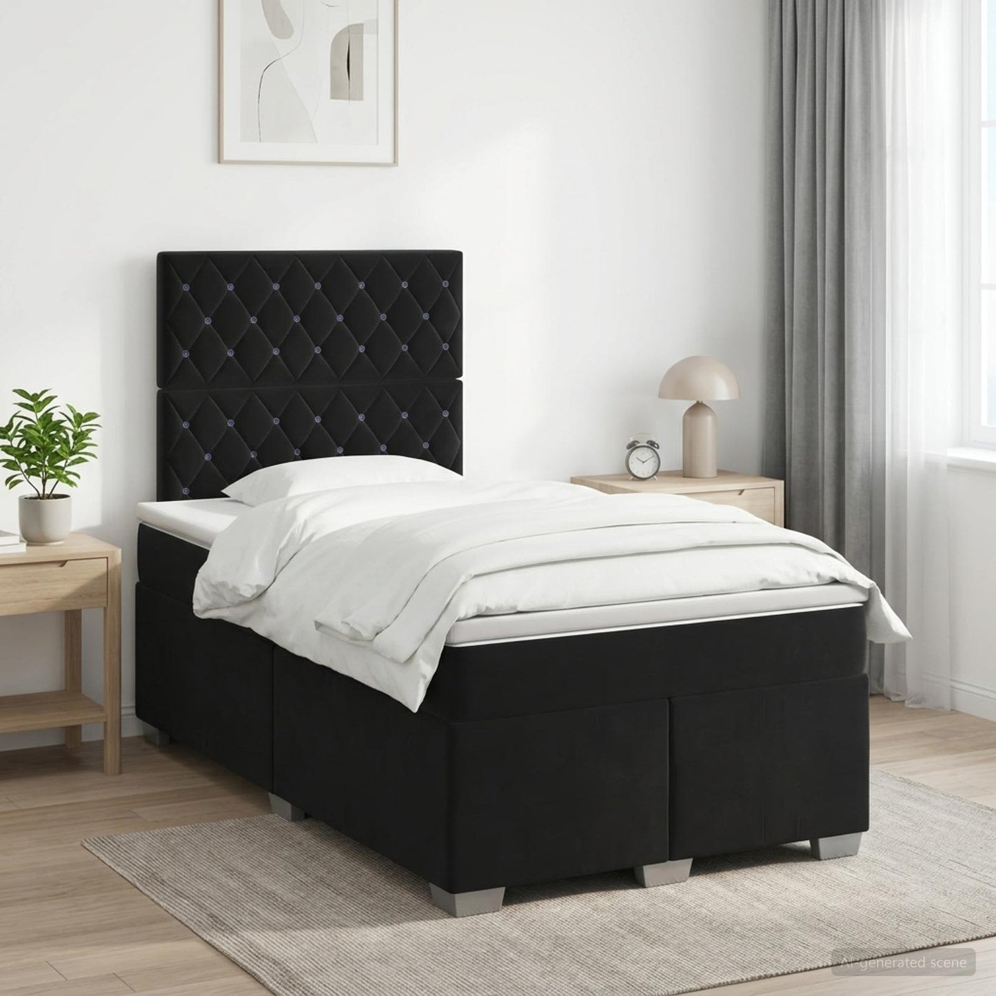 vidaXL Κρεβάτι box spring με στρώμα Μαύρο 120 x 200 cm Βελούδο