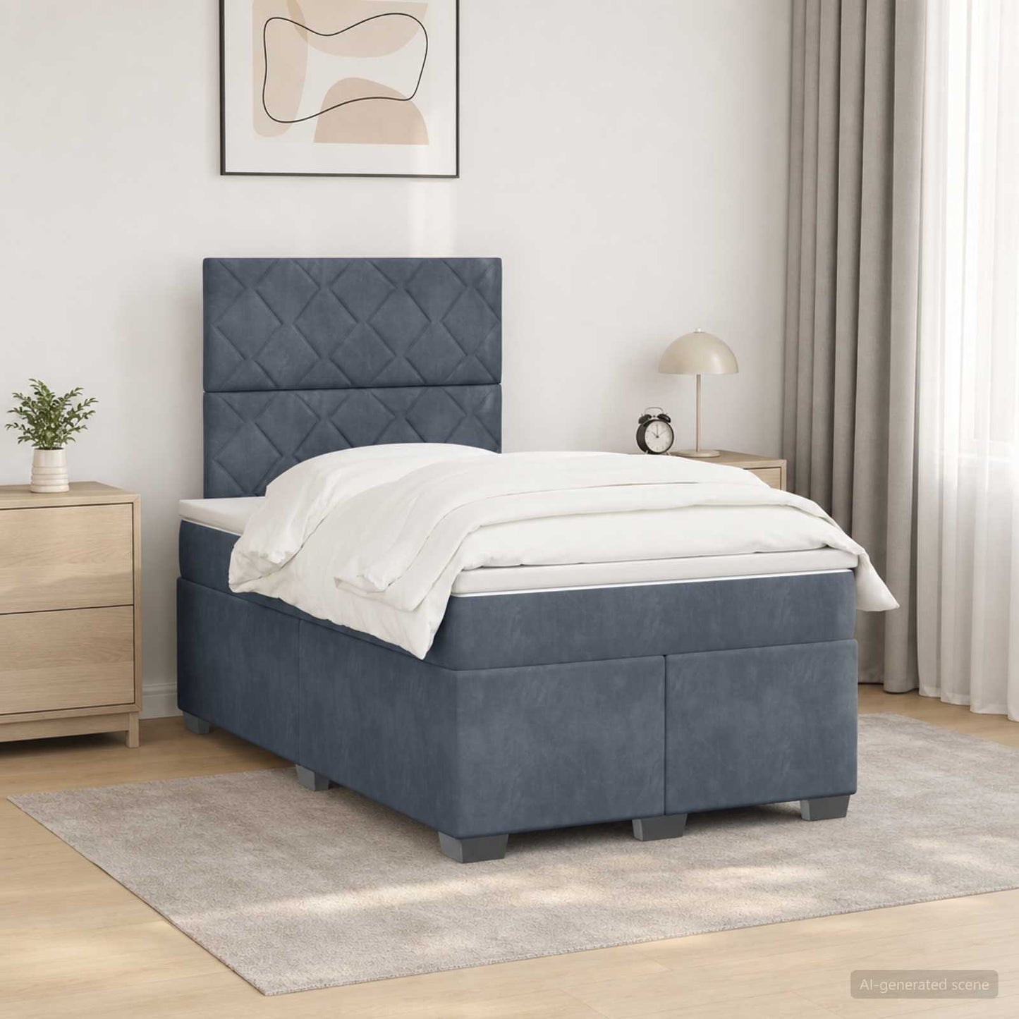 vidaXL Κρεβάτι box spring με στρώμα Σκούρο Γκρι 120 x 200 cm Βελούδο