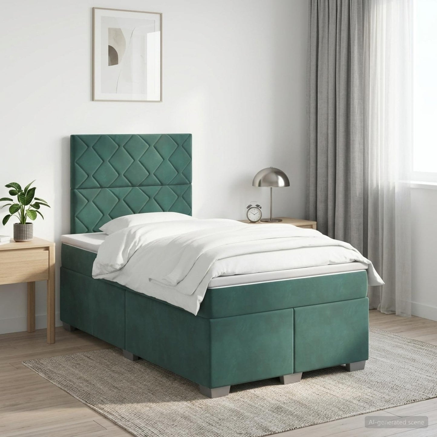 vidaXL Κρεβάτι box spring με στρώμα Σκούρο Πράσινο 120 x 200 cm