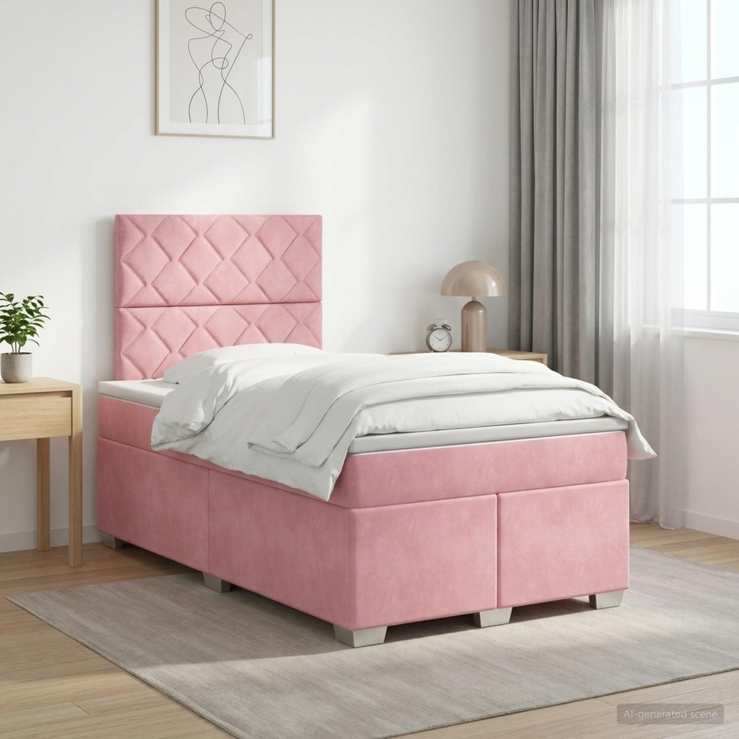 vidaXL Κρεβάτι box spring με στρώμα Ροζ 120 x 200 cm Βελούδο