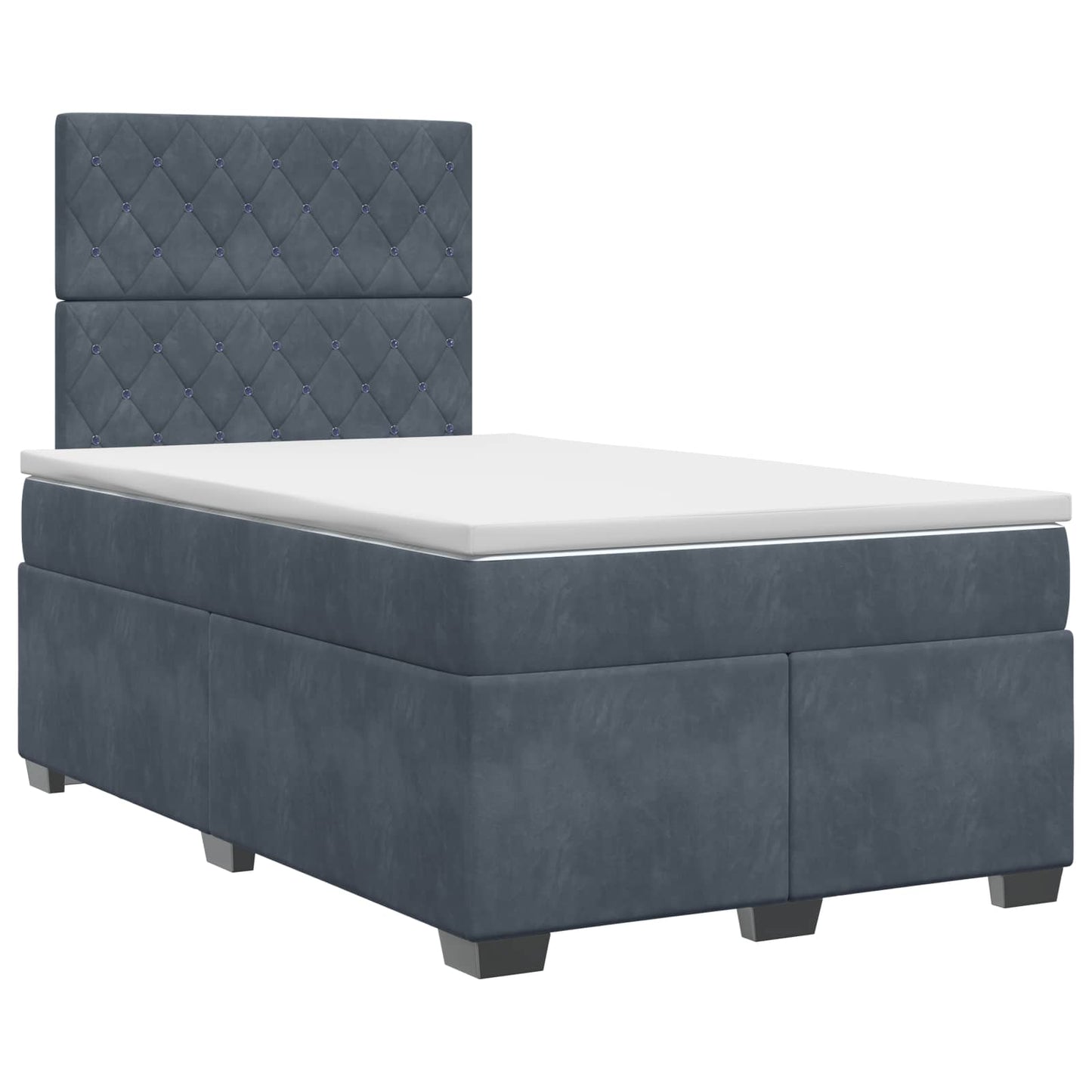 vidaXL Κρεβάτι box spring με στρώμα Σκούρο Γκρι 120 x 200 cm Βελούδο