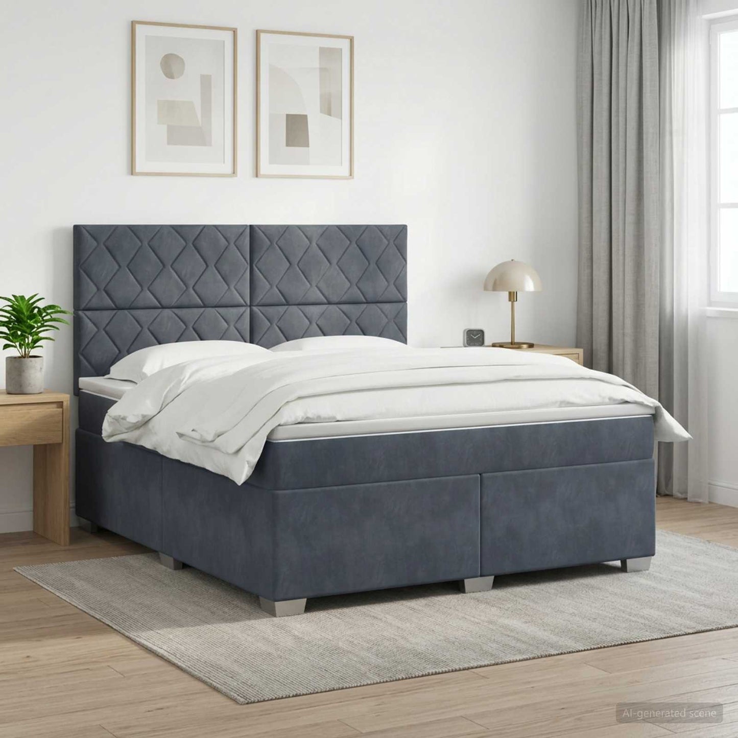 vidaXL Κρεβάτι box spring με στρώμα Σκούρο Γκρι 160 x 200 cm Βελούδο
