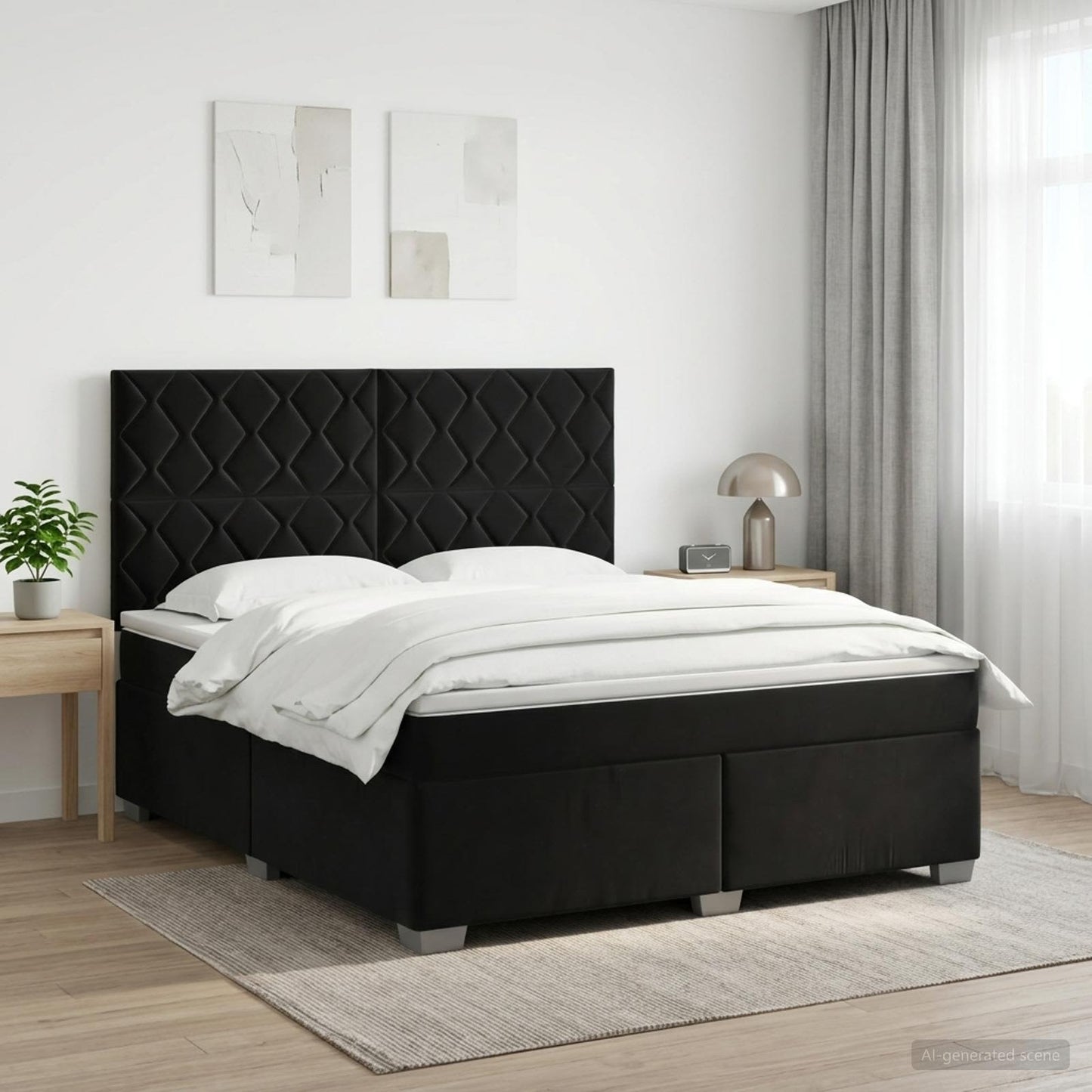 vidaXL Κρεβάτι box spring με στρώμα Μαύρο 140 x 200 cm Βελούδο