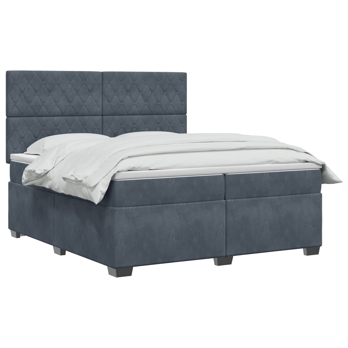 vidaXL Κρεβάτι box spring με στρώμα Σκούρο Γκρι 200 x 200 cm Βελούδο