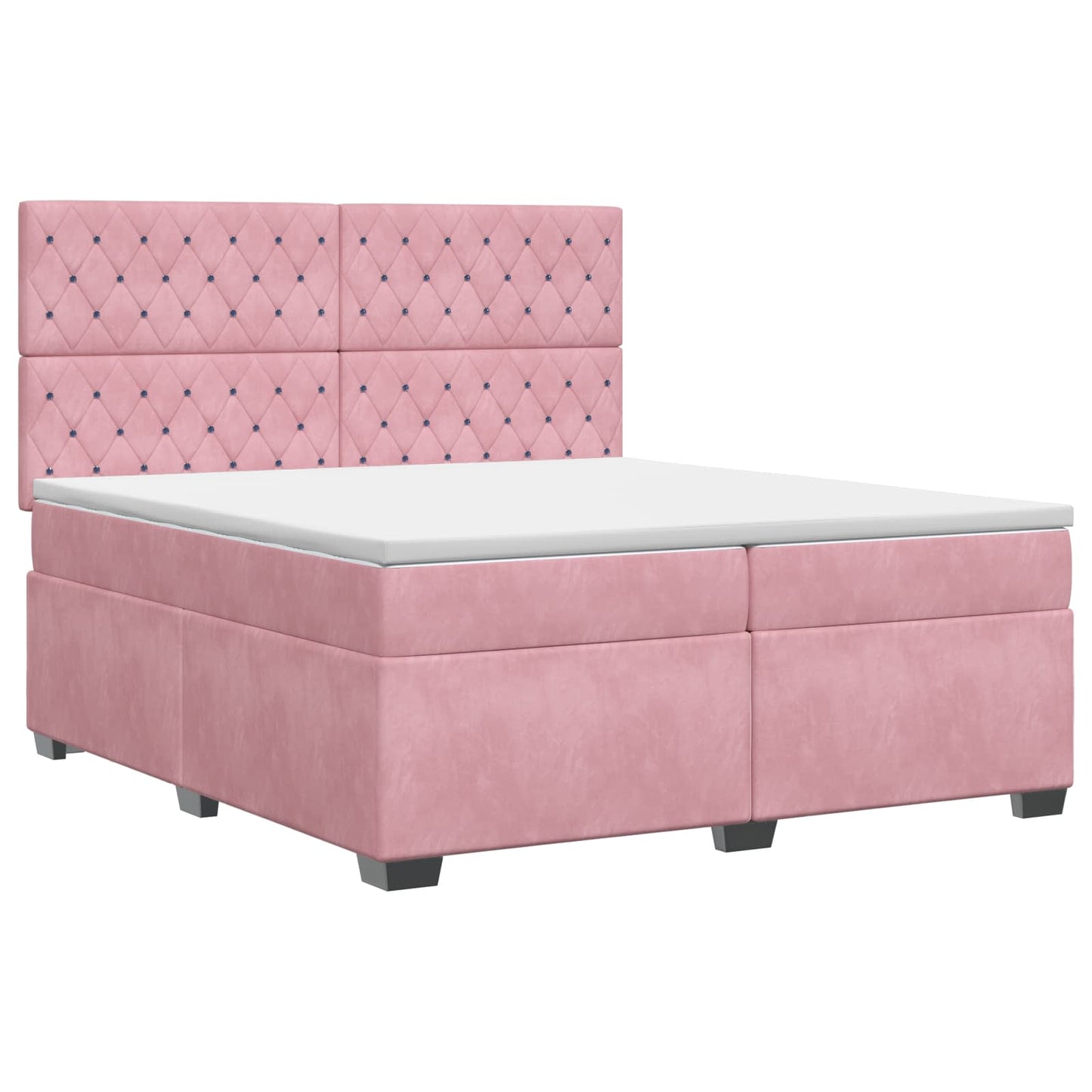 vidaXL Κρεβάτι box spring με στρώμα Ροζ 200 x 200 cm Βελούδο