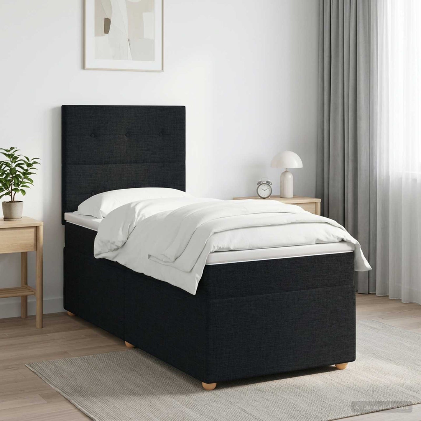 vidaXL Κρεβάτι box spring με στρώμα Μαύρο 100 x 200 cm Ύφασμα