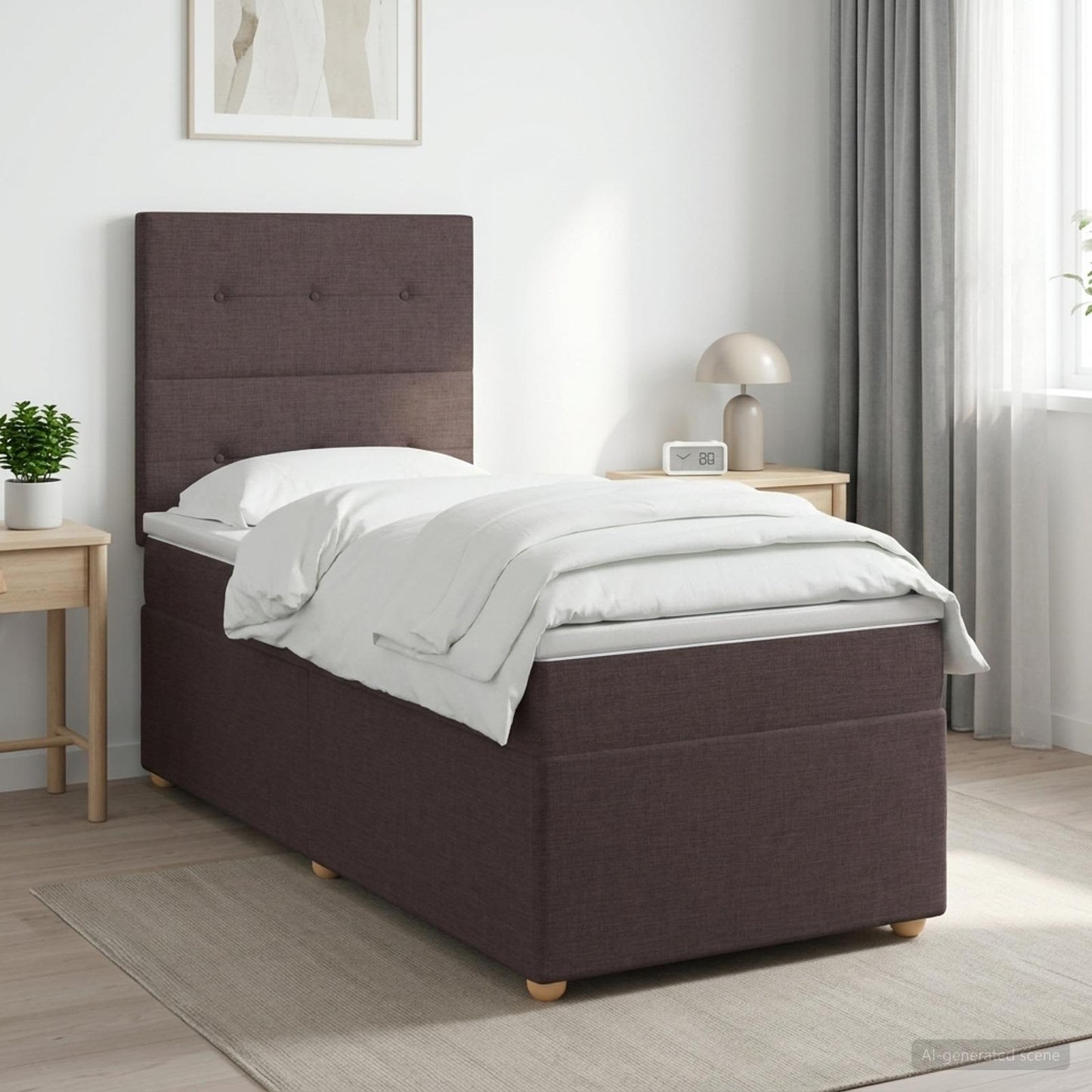 vidaXL Κρεβάτι box spring με στρώμα Σκούρο Καφέ 90 x 200 cm Ύφασμα