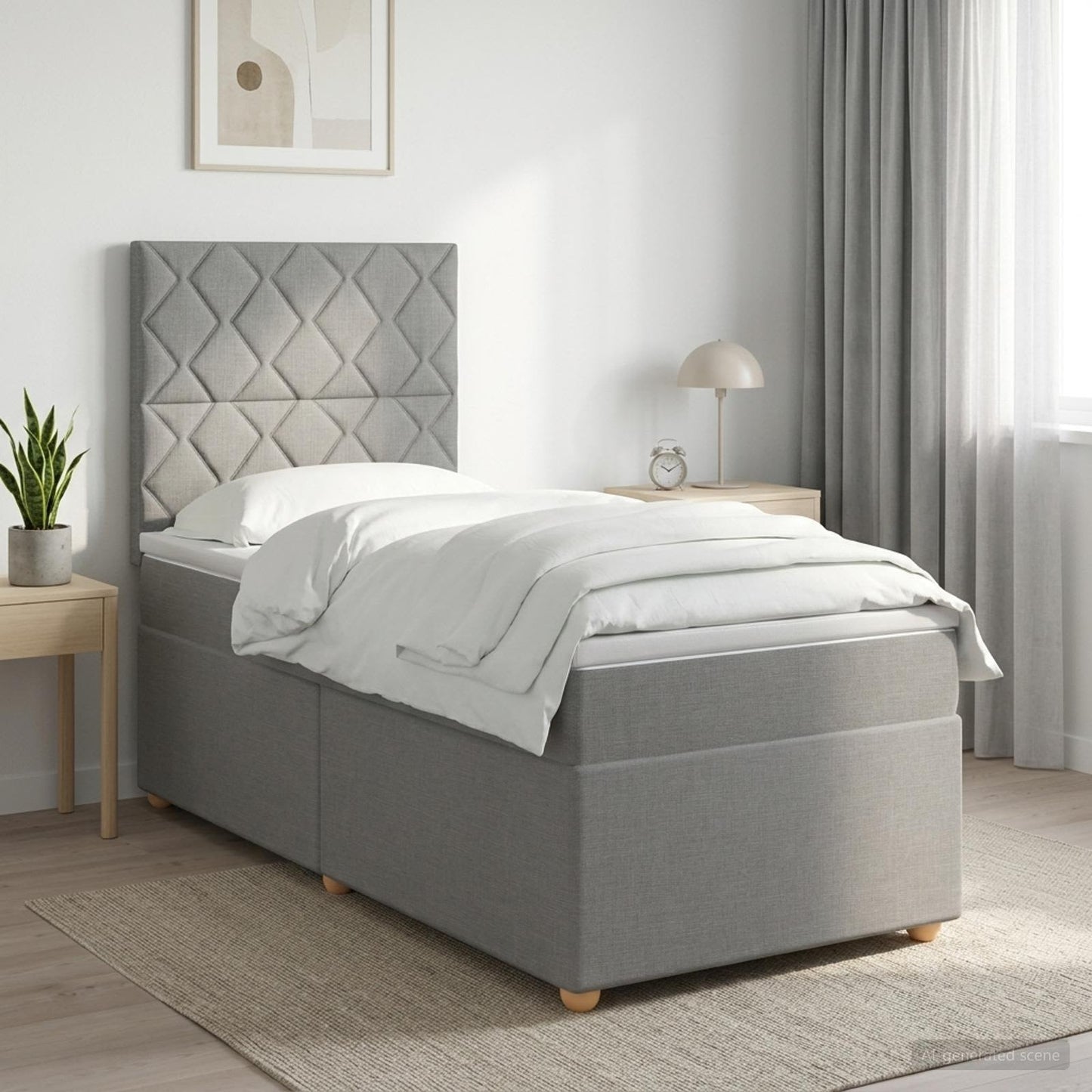 vidaXL Κρεβάτι box spring με στρώμα Ανοιχτό γκρι 90 x 190 cm Ύφασμα