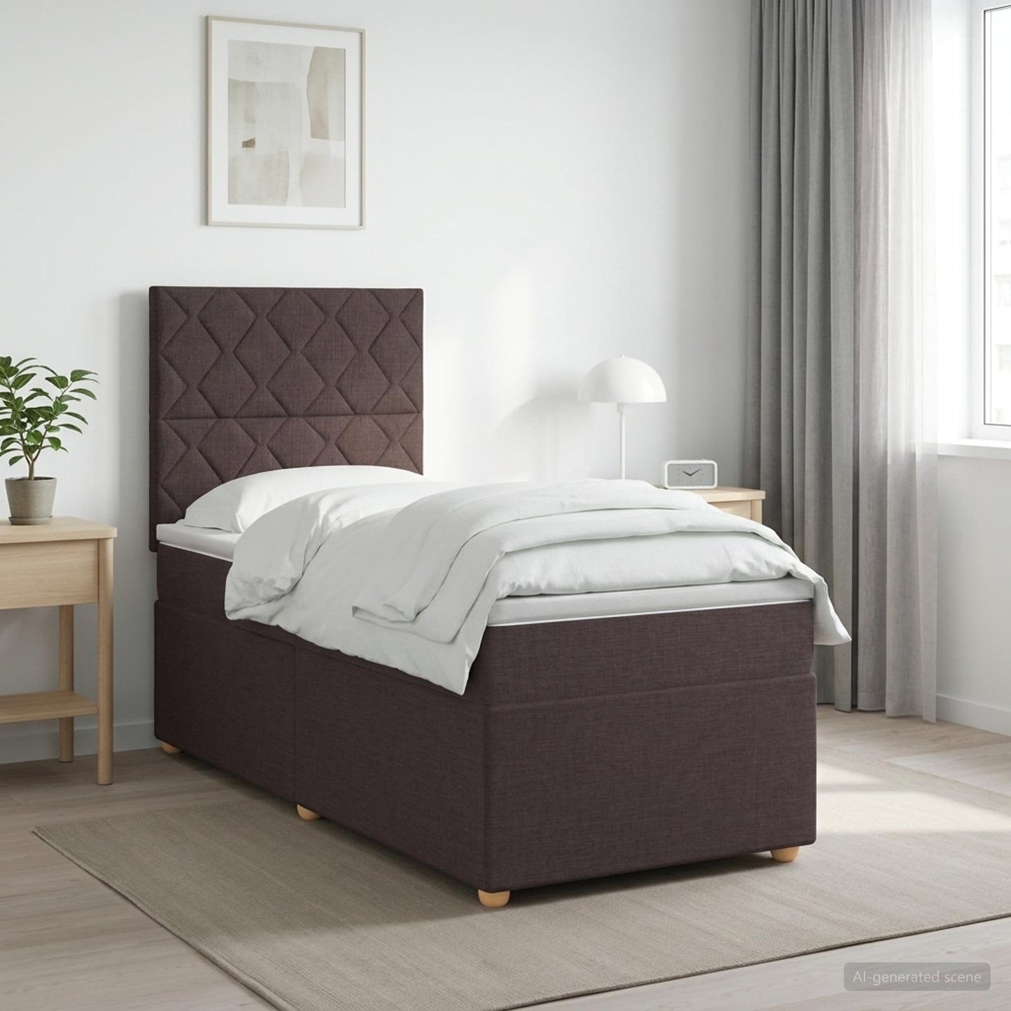 vidaXL Κρεβάτι box spring με στρώμα Σκούρο Καφέ 90 x 200 cm Ύφασμα