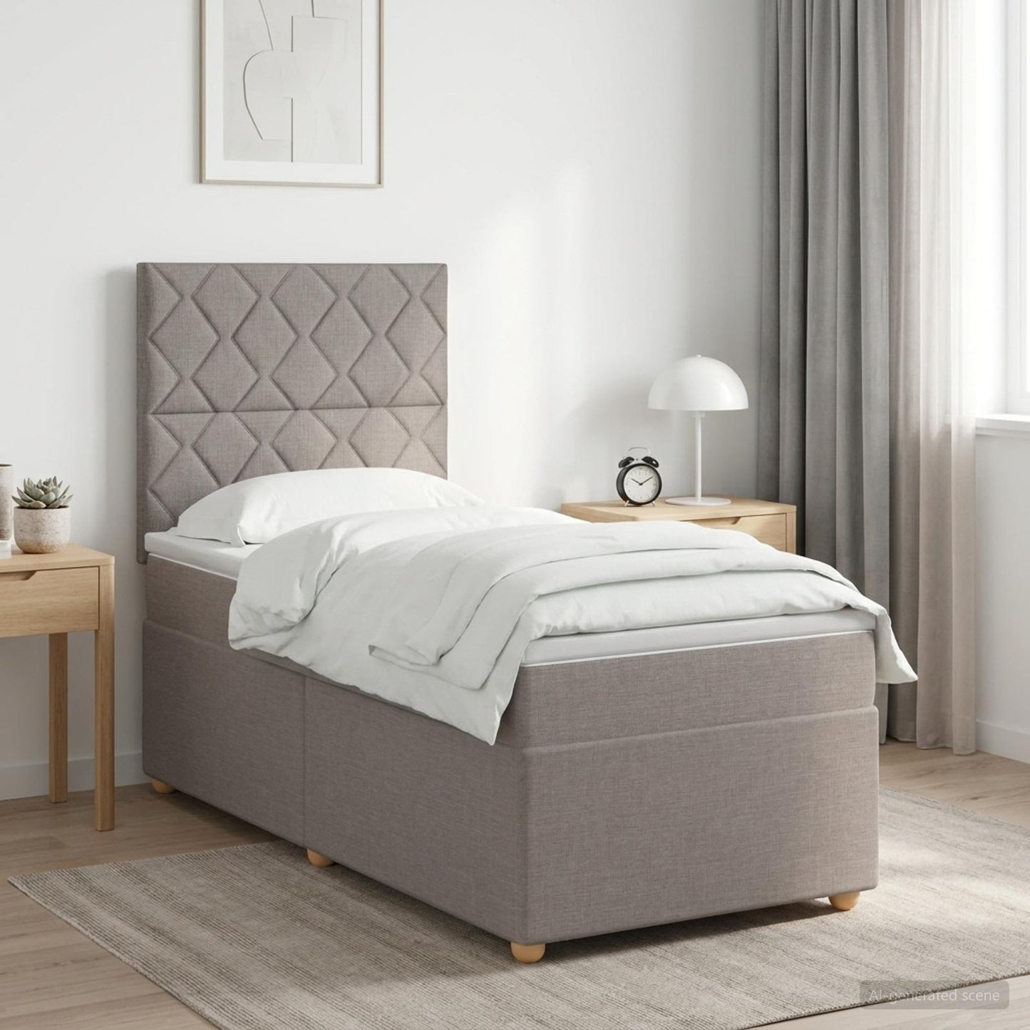 vidaXL Κρεβάτι box spring με στρώμα Taupe 90 x 200 cm Ύφασμα