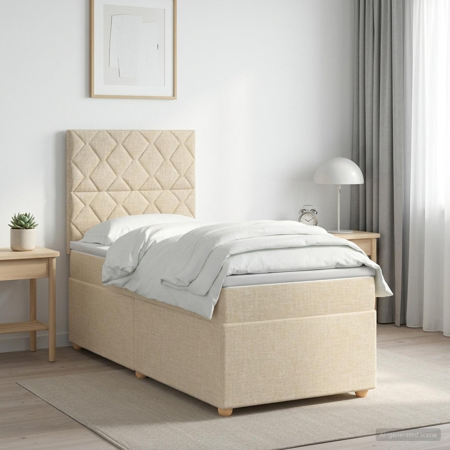 vidaXL Κρεβάτι box spring με στρώμα Κρεμ 100 x 200 cm Ύφασμα