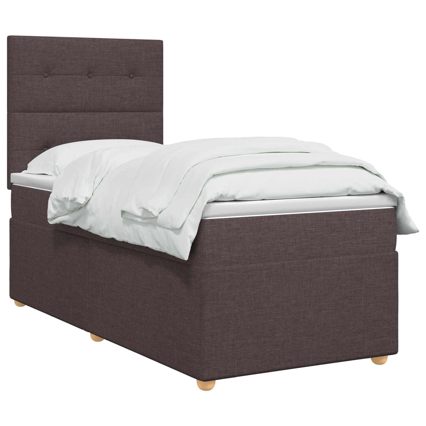 vidaXL Κρεβάτι box spring με στρώμα Σκούρο Καφέ 90 x 200 cm Ύφασμα
