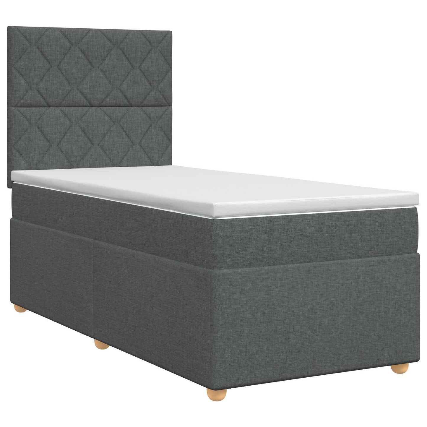 vidaXL Κρεβάτι box spring με στρώμα Σκούρο Γκρι 90 x 200 cm Ύφασμα