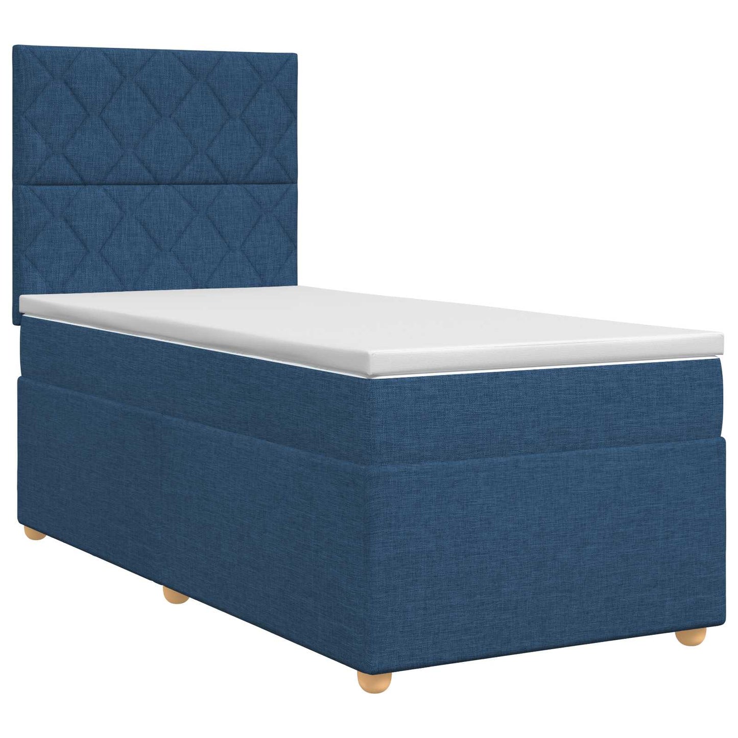 vidaXL Κρεβάτι box spring με στρώμα Μπλε 90 x 200 cm Ύφασμα