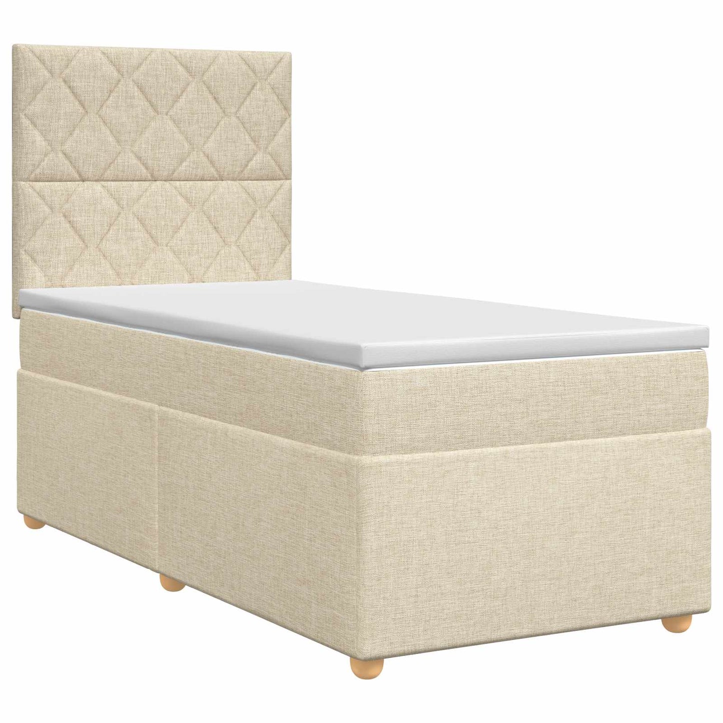 vidaXL Κρεβάτι box spring με στρώμα Κρεμ 100 x 200 cm Ύφασμα