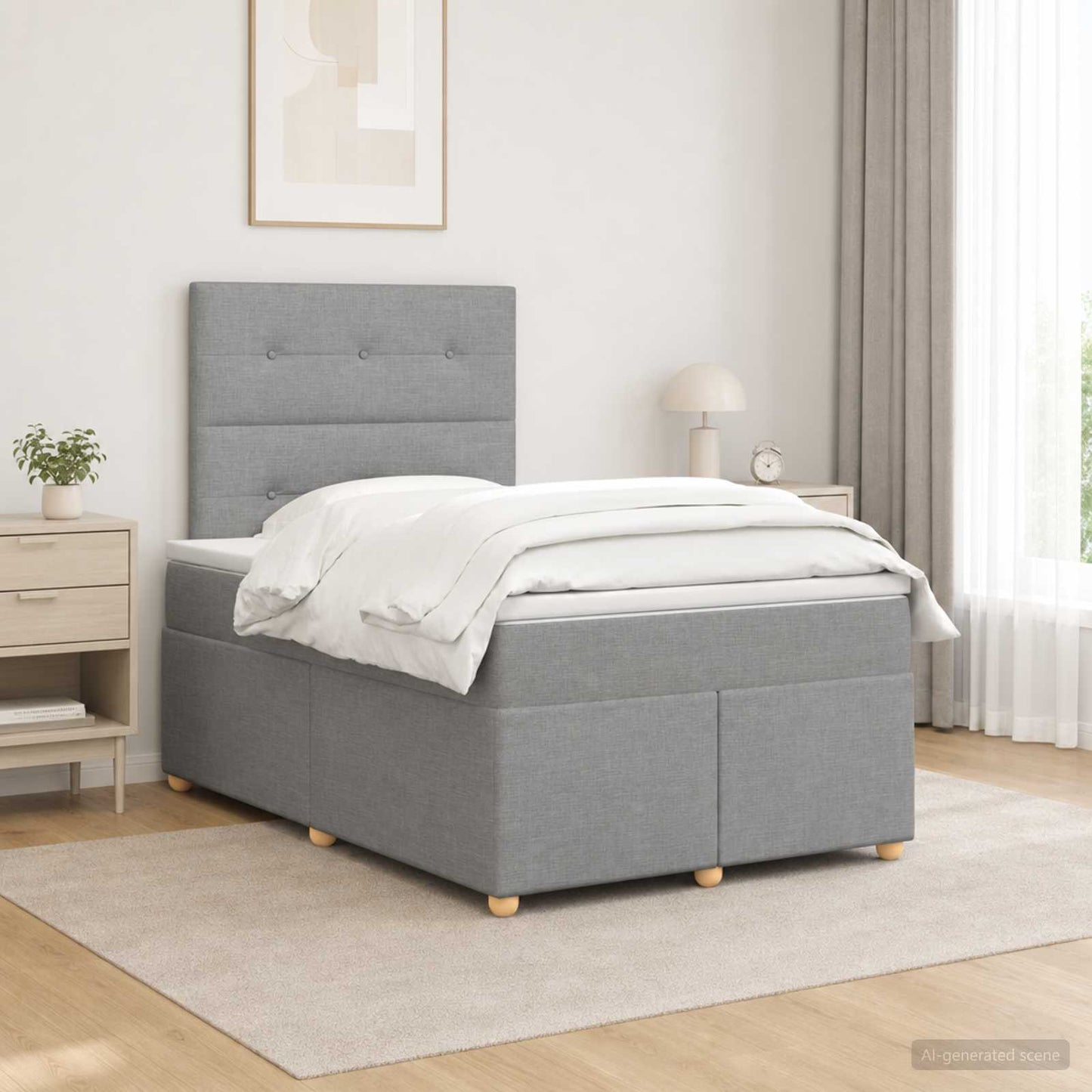 vidaXL Κρεβάτι box spring με στρώμα Ανοιχτό γκρι 120 x 190 cm Ύφασμα