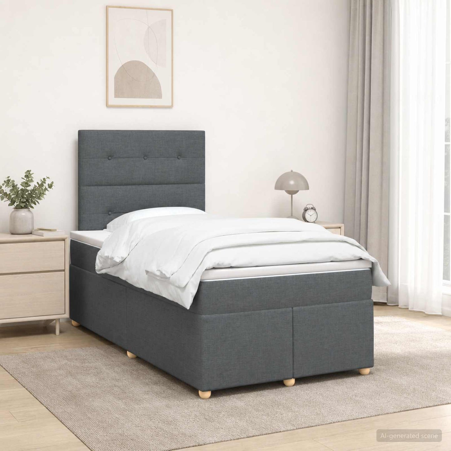 vidaXL Κρεβάτι box spring με στρώμα Σκούρο Γκρι 120 x 200 cm Ύφασμα