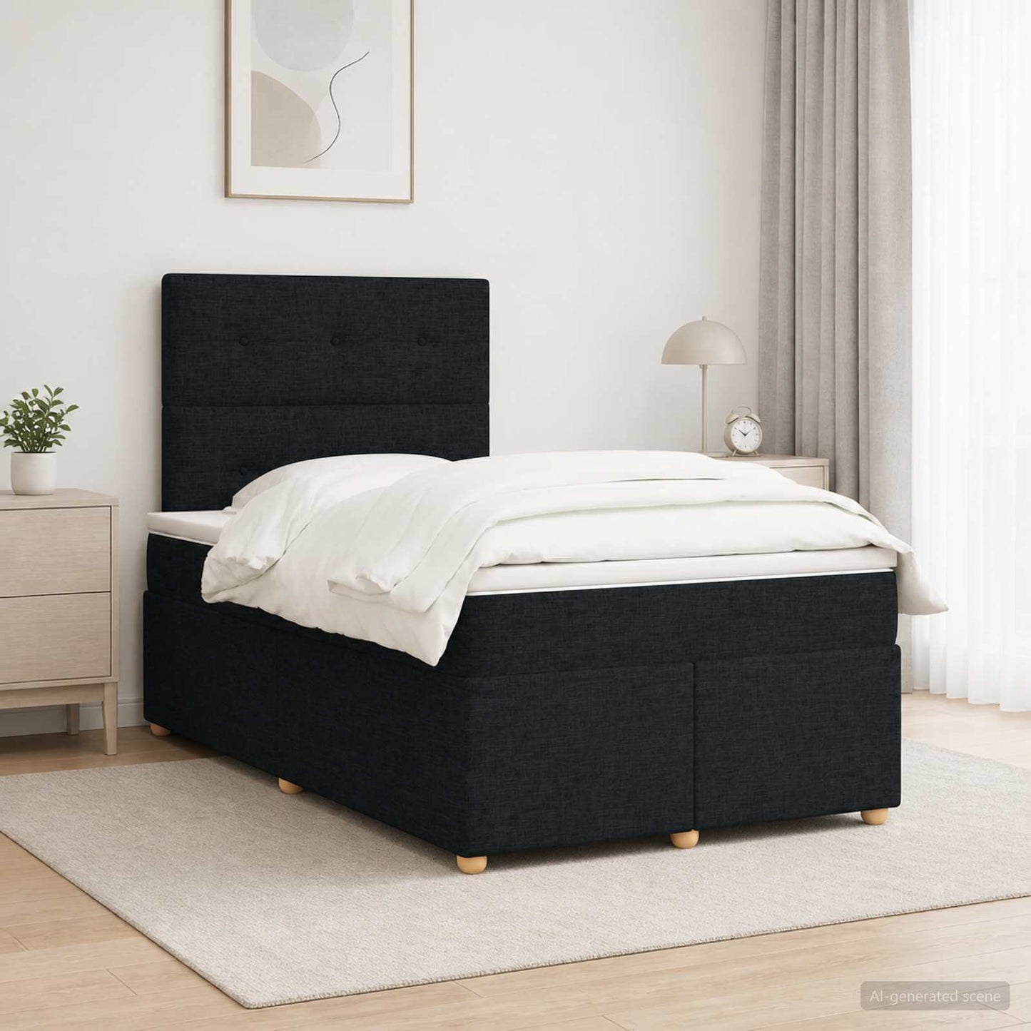 vidaXL Κρεβάτι box spring με στρώμα Μαύρο 120 x 200 cm Ύφασμα