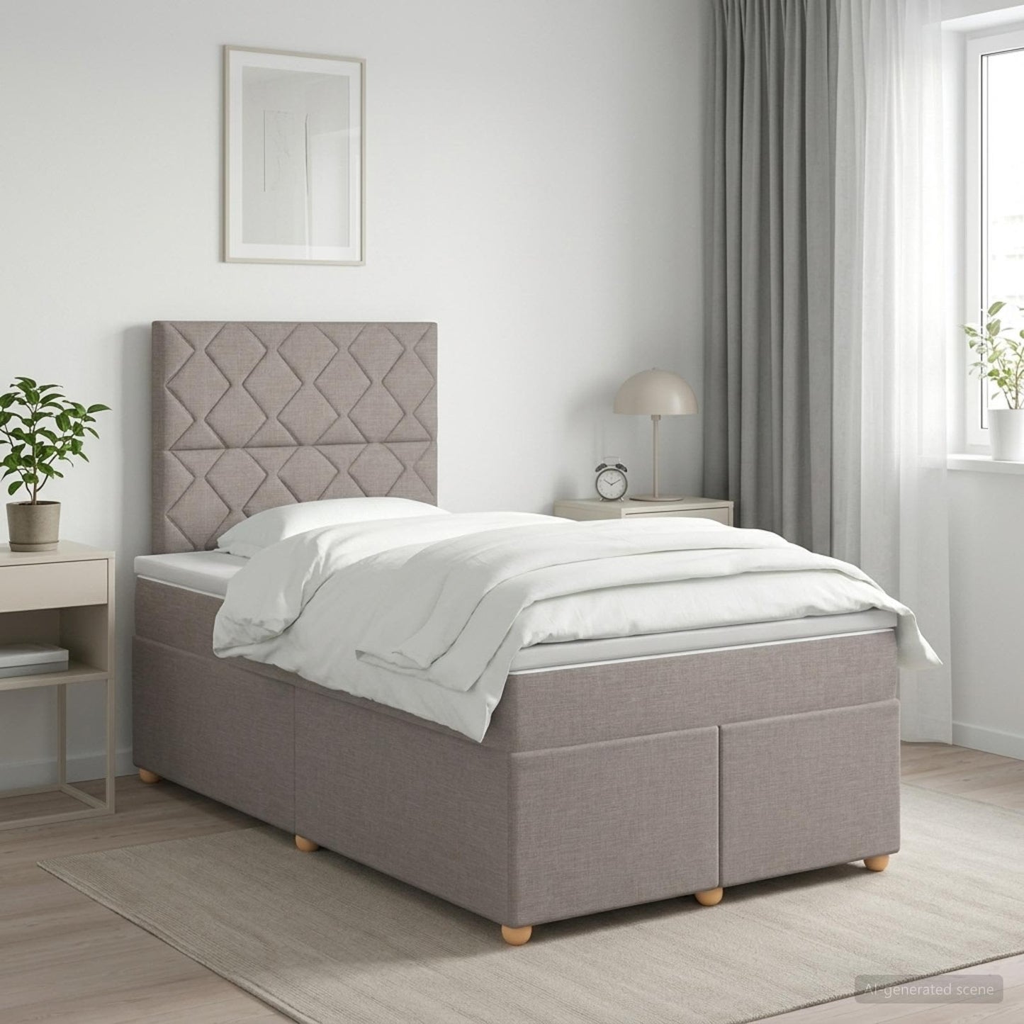 vidaXL Κρεβάτι box spring με στρώμα Taupe 120 x 190 cm Ύφασμα