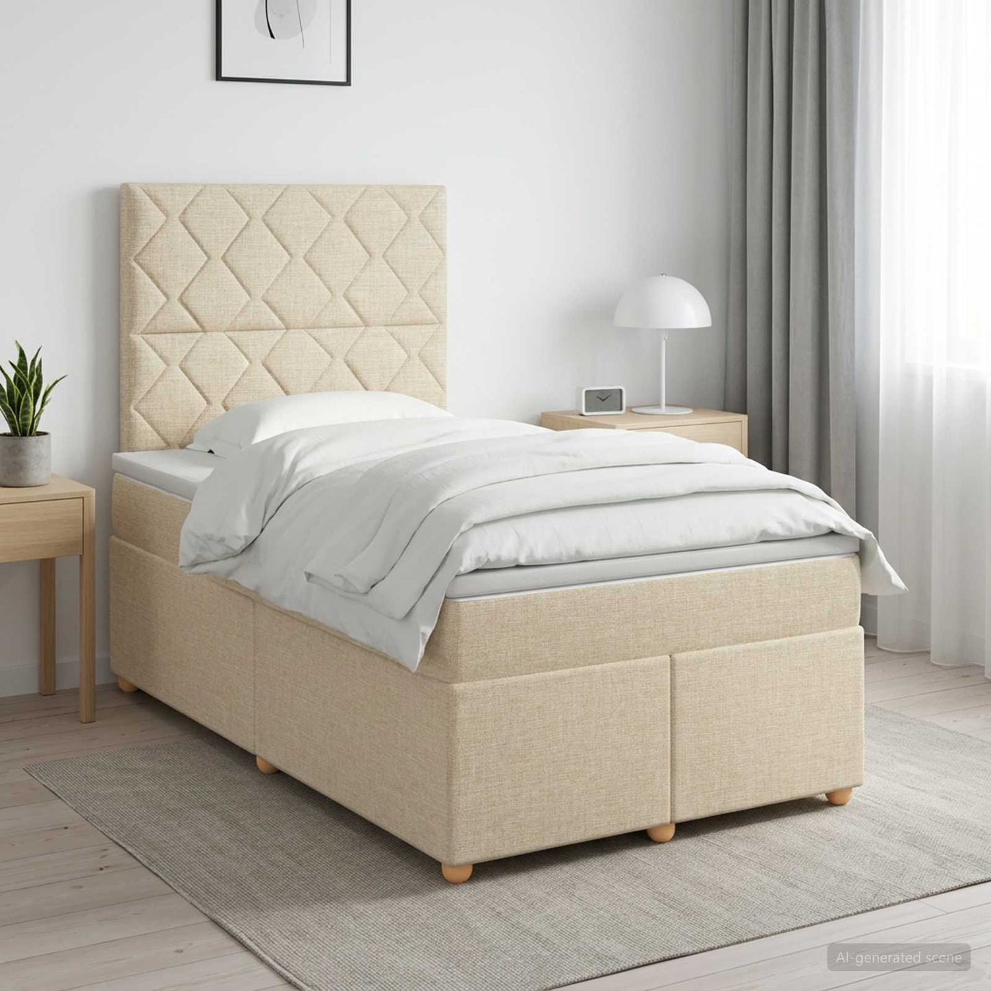 vidaXL Κρεβάτι box spring με στρώμα Κρεμ 120 x 200 cm Ύφασμα