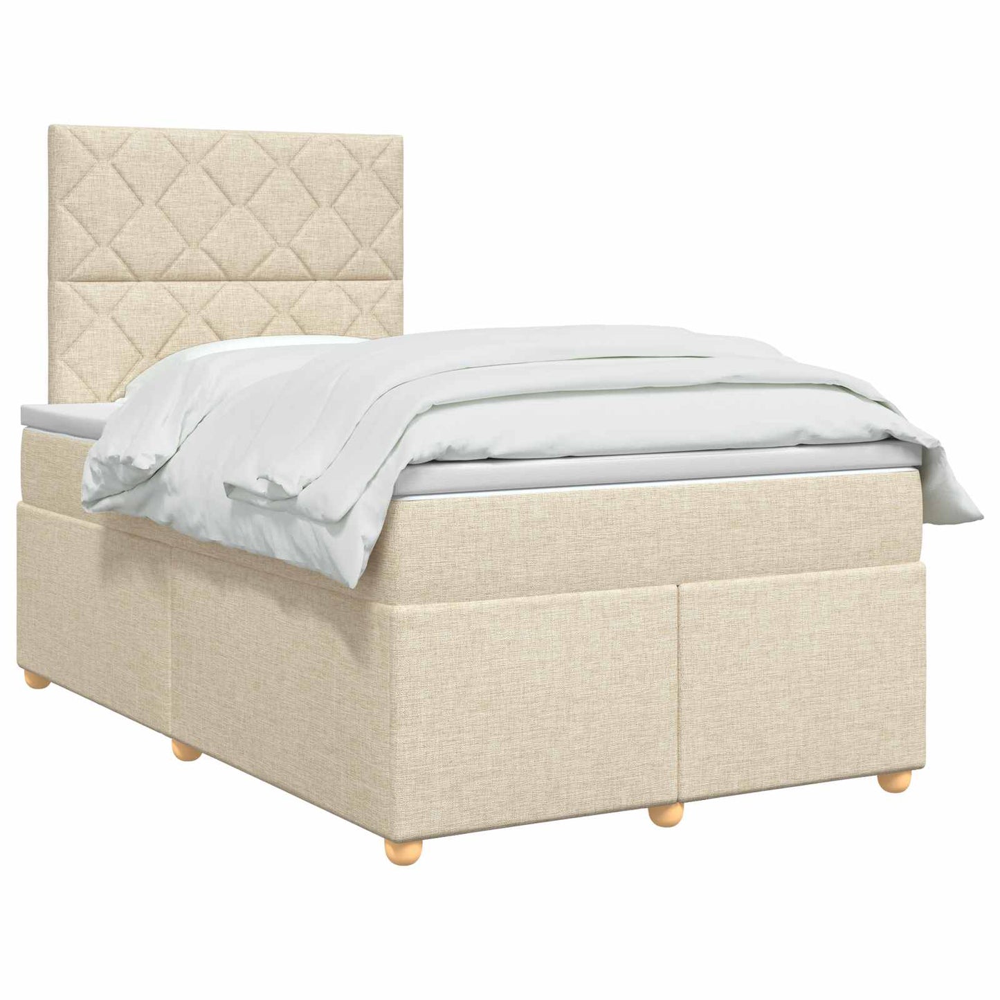 vidaXL Κρεβάτι box spring με στρώμα Κρεμ 120 x 190 cm Ύφασμα