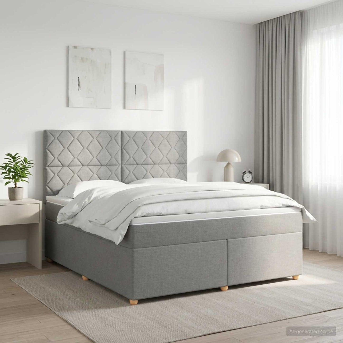 vidaXL Κρεβάτι box spring με στρώμα Ανοιχτό γκρι 140 x 190 cm Ύφασμα