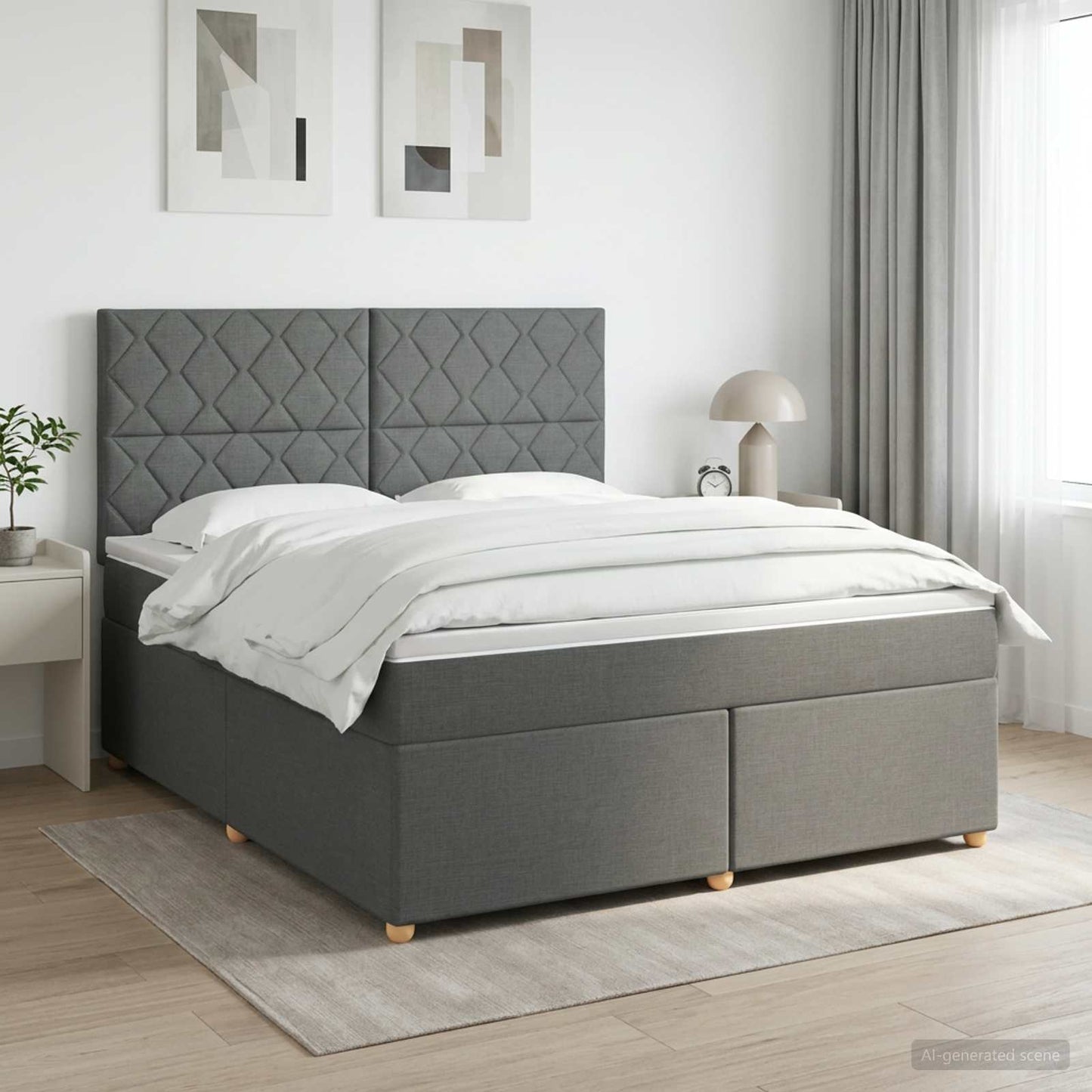 vidaXL Κρεβάτι box spring με στρώμα Σκούρο Γκρι 140 x 200 cm Ύφασμα