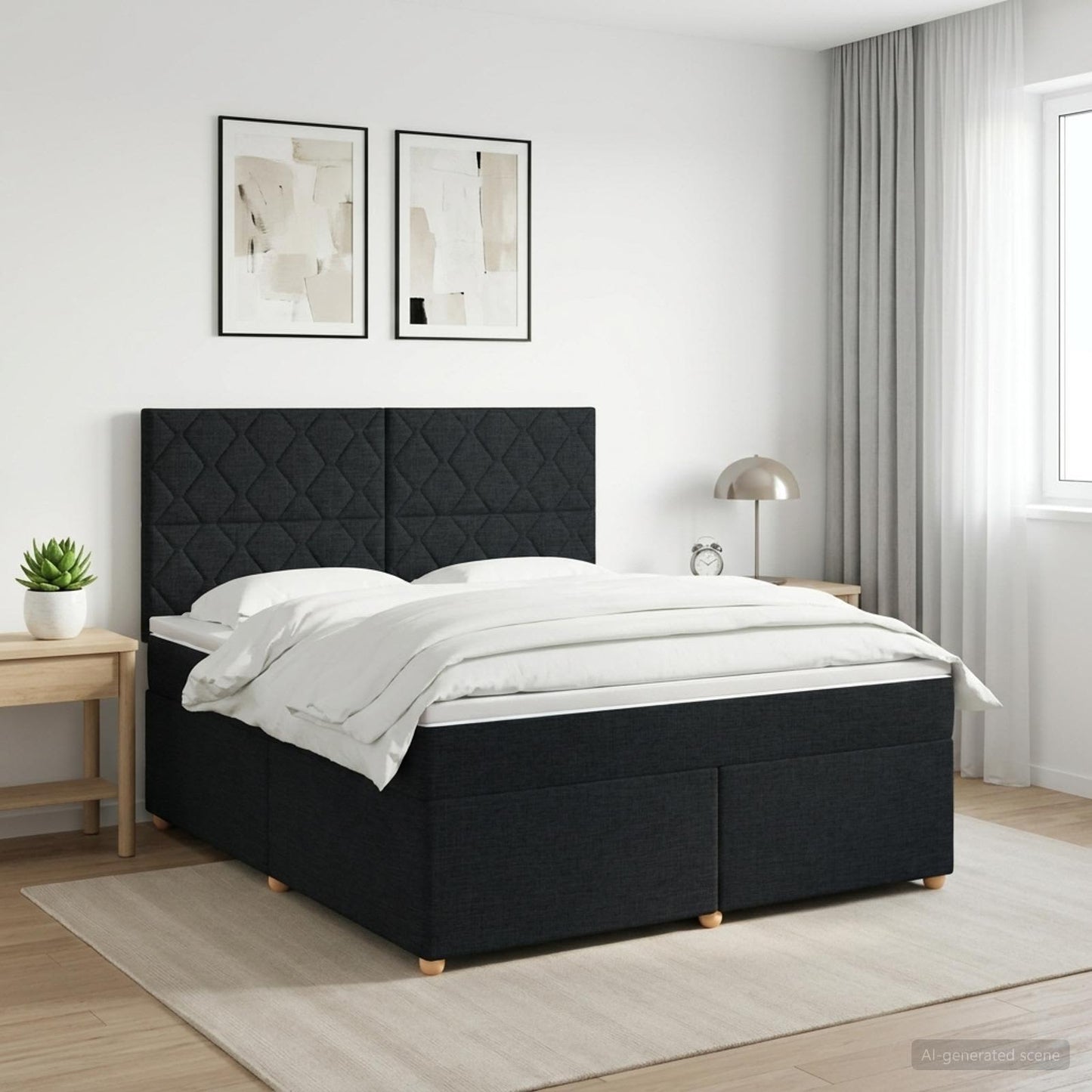 vidaXL Κρεβάτι box spring με στρώμα Μαύρο 160 x 200 cm Ύφασμα