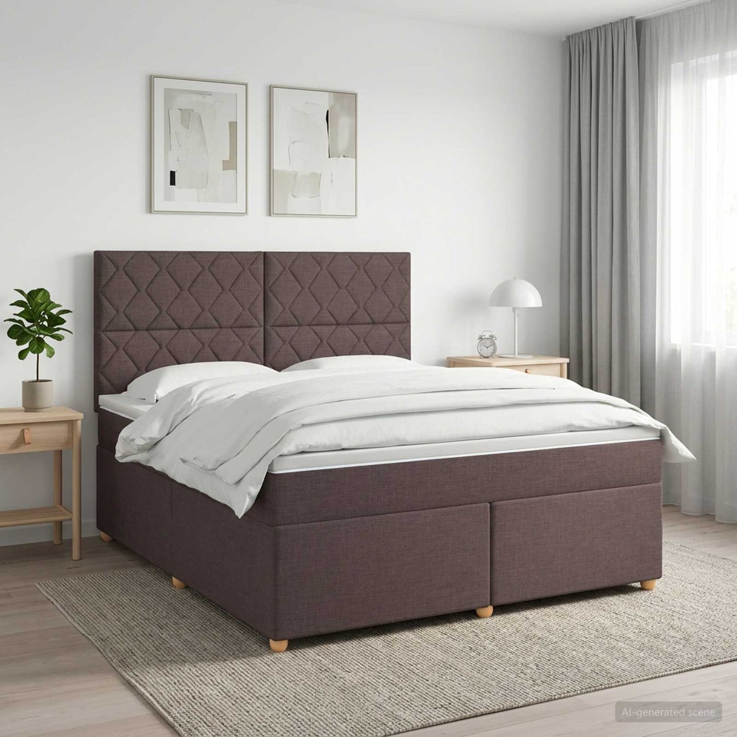vidaXL Κρεβάτι box spring με στρώμα Σκούρο Καφέ 140 x 190 cm Ύφασμα