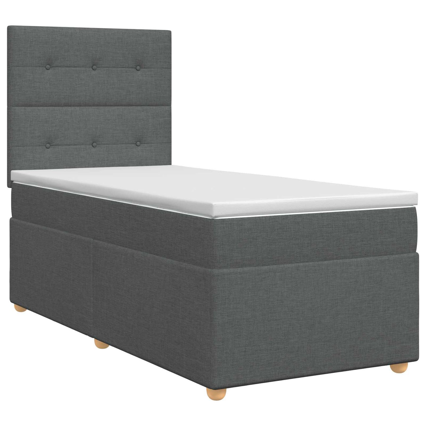 vidaXL Κρεβάτι box spring με στρώμα Σκούρο Γκρι Μονό Ύφασμα