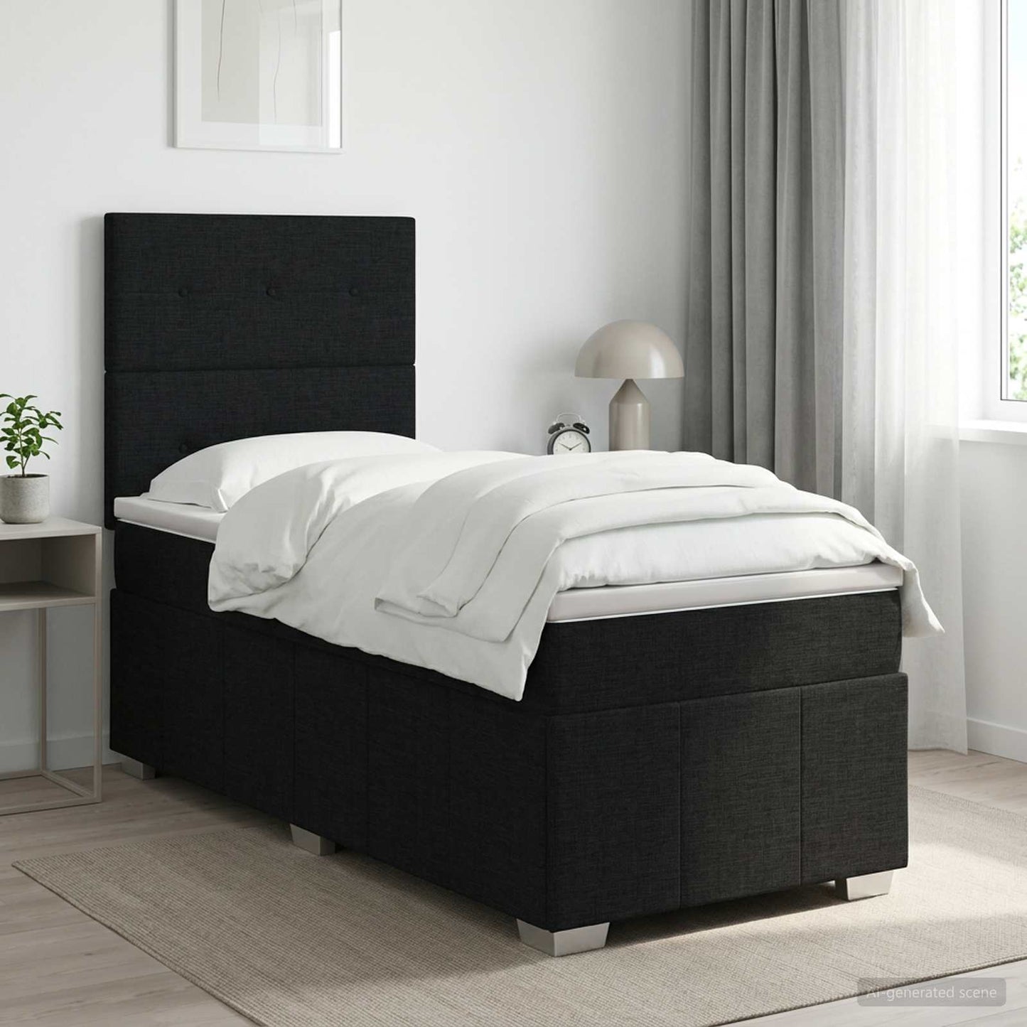 vidaXL Κρεβάτι box spring με στρώμα Μαύρο 100 x 200 cm Ύφασμα