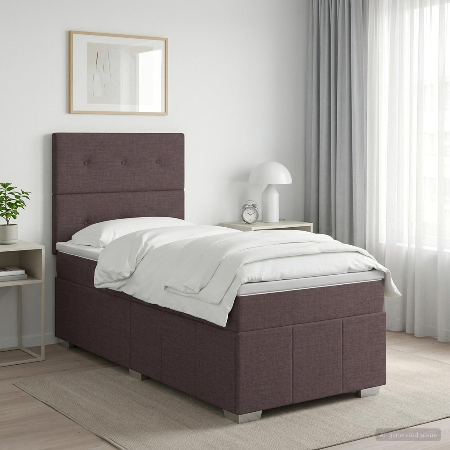 vidaXL Κρεβάτι box spring με στρώμα Σκούρο Καφέ 90 x 200 cm Ύφασμα
