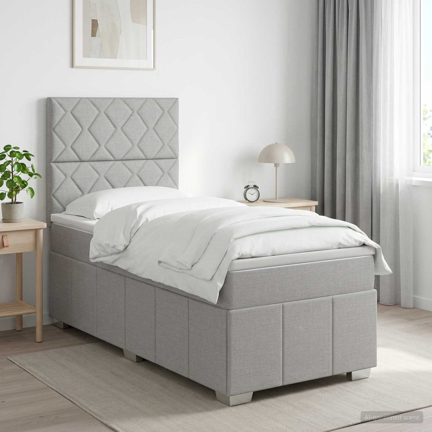 vidaXL Κρεβάτι box spring με στρώμα Ανοιχτό γκρι 90 x 200 cm Ύφασμα