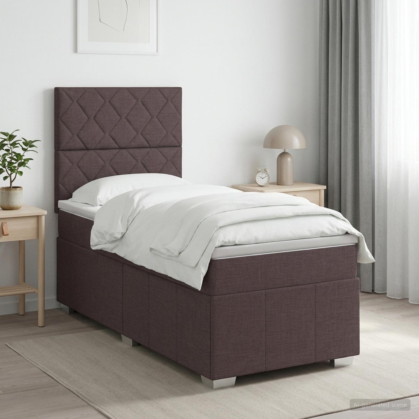 vidaXL Κρεβάτι box spring με στρώμα Σκούρο Καφέ 90 x 200 cm Ύφασμα