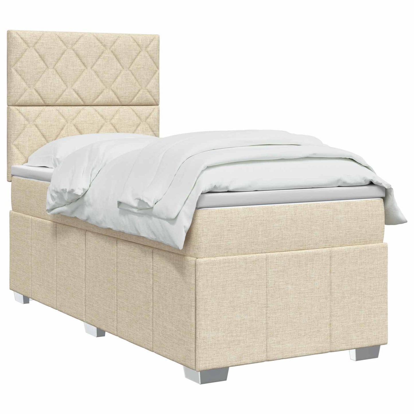 vidaXL Κρεβάτι box spring με στρώμα Κρεμ 80 x 200 cm Ύφασμα